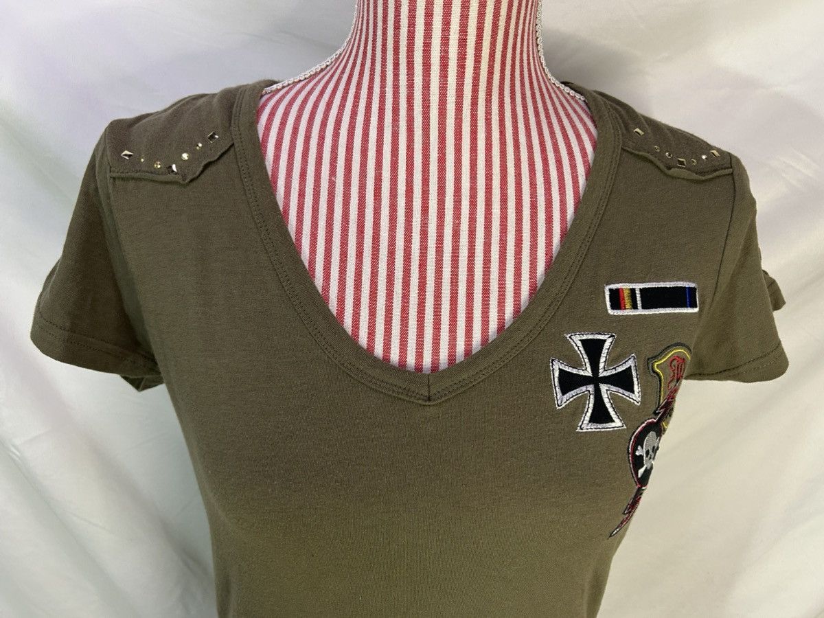 Request Jeans Y2K Request Army Green Studded Patches Shirt Sz Large Size L / US 10 / IT 46 - 3 Thumbnail