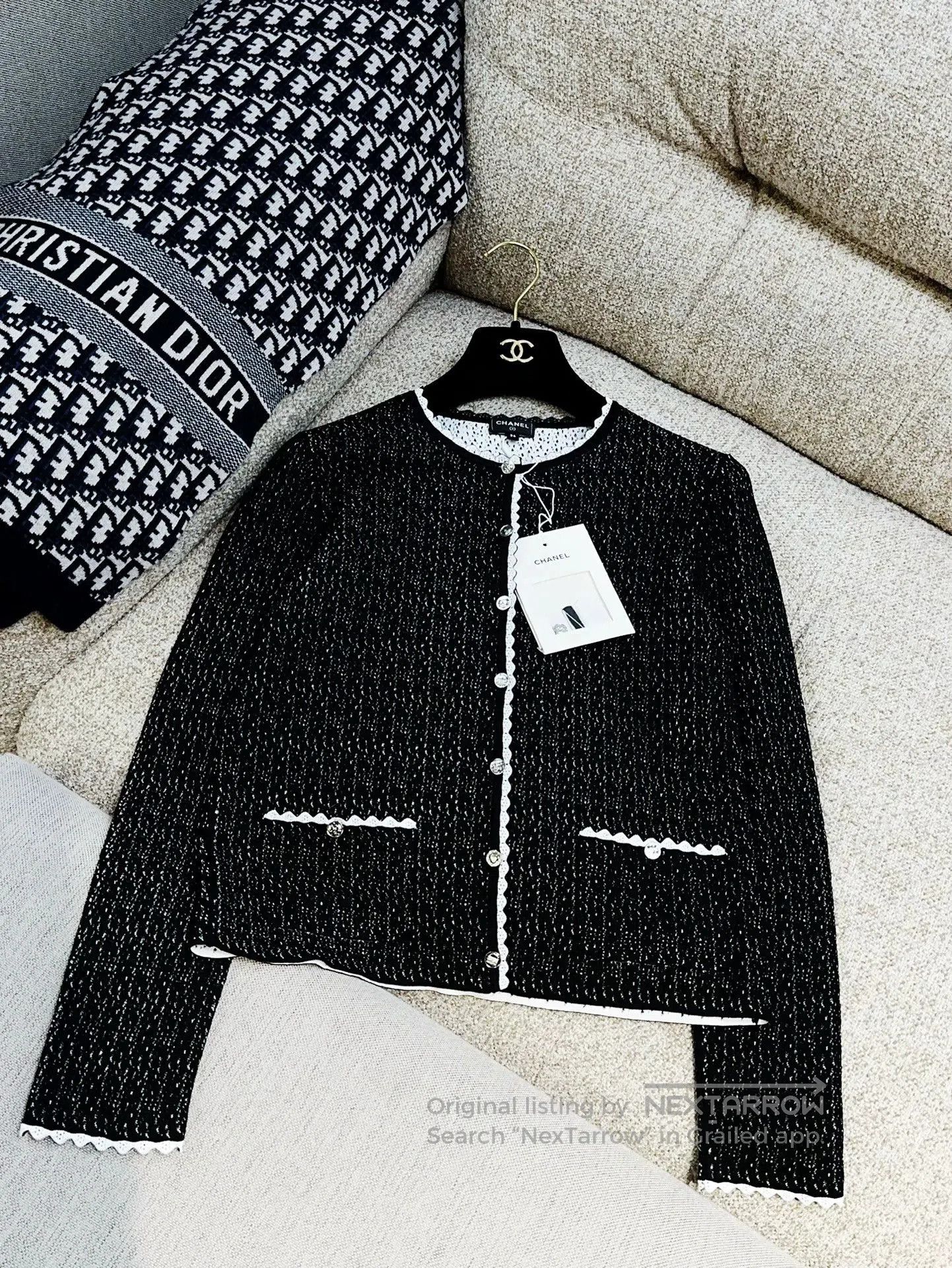 Chanel Chanel Black White Trim Knit Cardigan. Size US XS / EU 42 / 0 - 4 Thumbnail