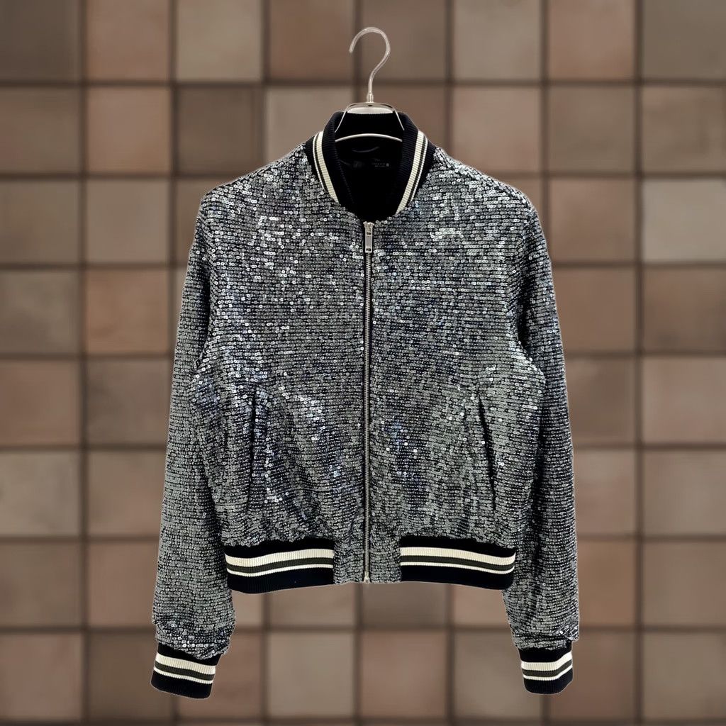 Zara ZARA Blouson Jacket Man L Black x silver Sequined Size US L / EU 52-54 / 3 - 1 Thumbnail