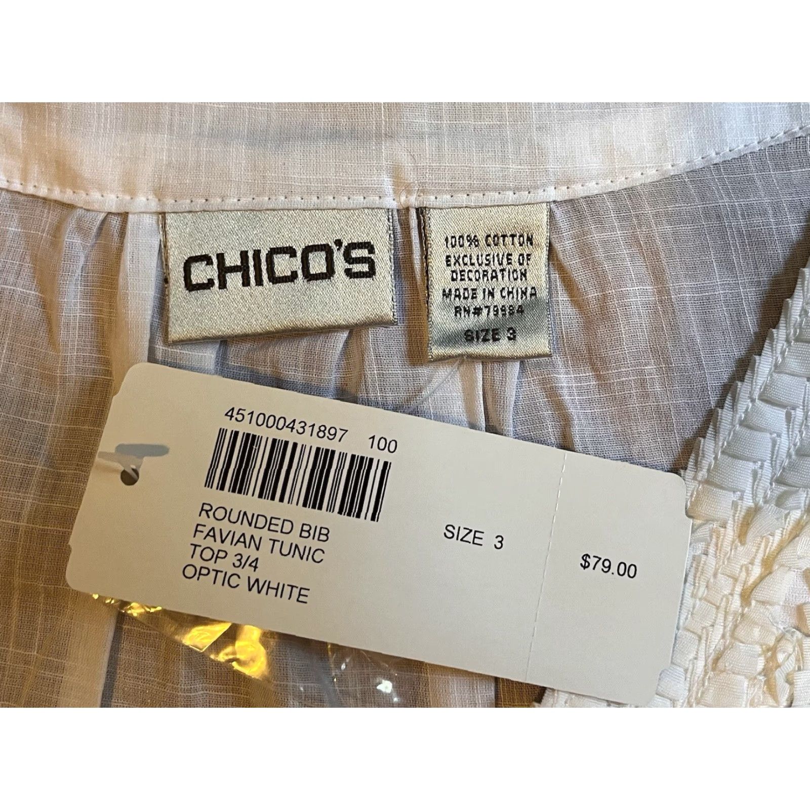 Vintage Chico’s Linen Tunic Shirt Women’s 3 White Gauze XL Embroidered Belted 3/4 Sleeve Bohemian Classic Shirt Women Size XL / US 12-14 / IT 48-50 - 5 Thumbnail
