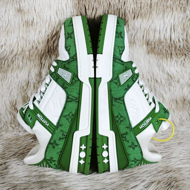 Louis Vuitton Louis Vuitton Green and White Trainer Sneakers -2508 Size US 9.5 / EU 42-43 - 5 Thumbnail
