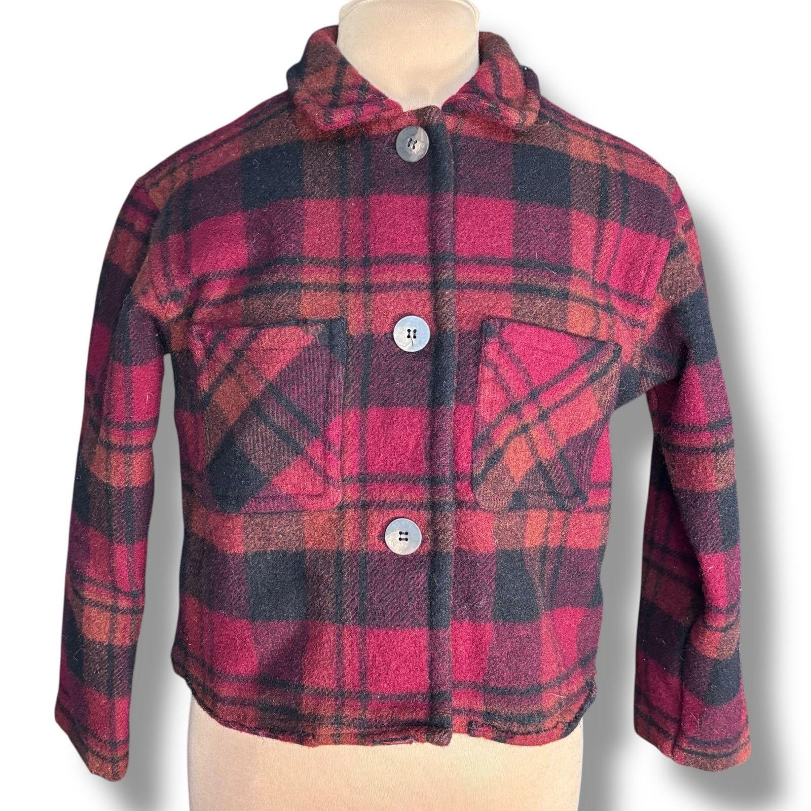 Woolrich Woolen Mills Vintage 90s Woolrich Cropped Red Plaid Jacket Made In USA Size M / US 6-8 / IT 42-44 - 2 Thumbnail