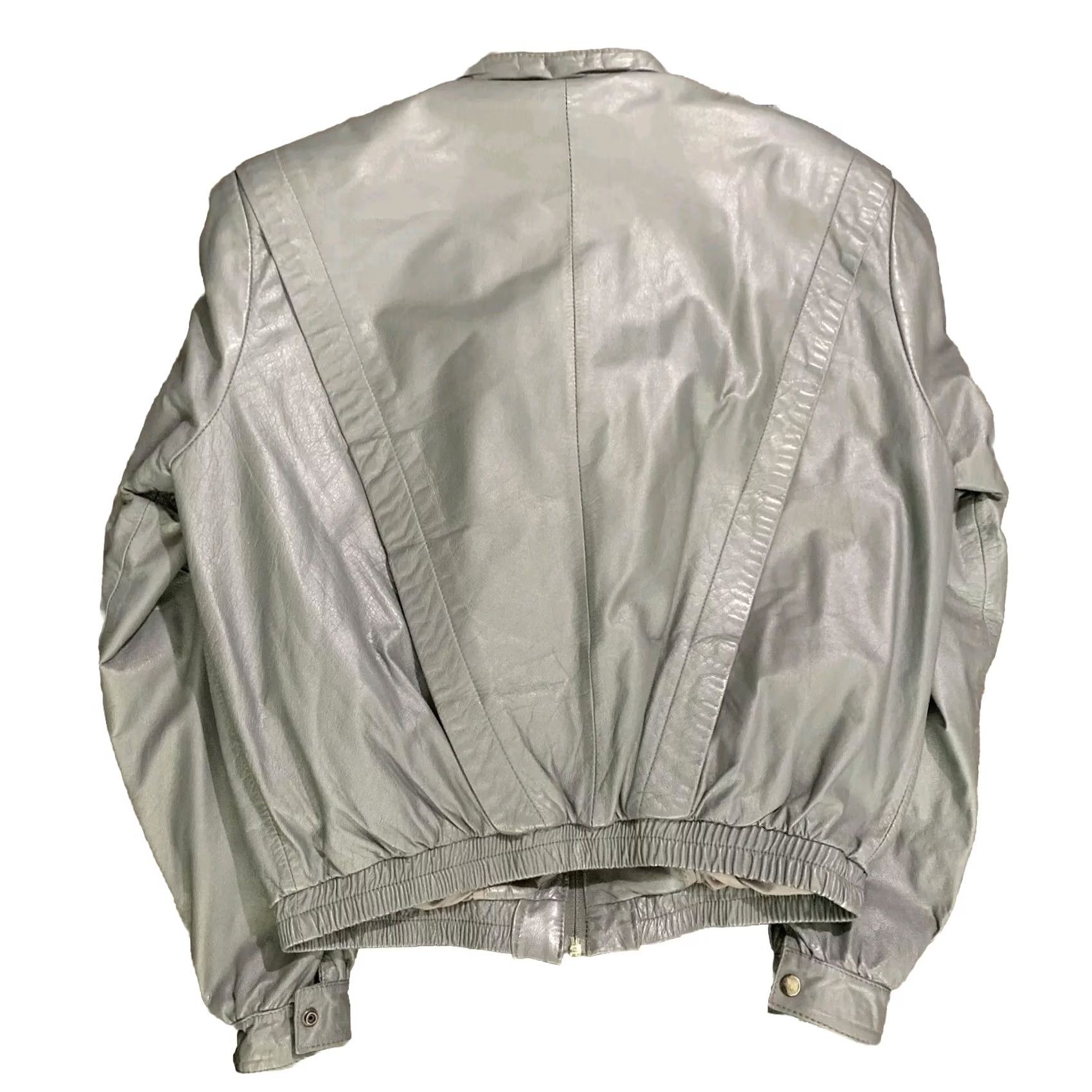Ben Sherman VINTAGE Bermans Leather Jacket Womens Gray 12 Leather Jacket Coat Full Zip Vintage Size XL / US 12-14 / IT 48-50 - 2 Thumbnail