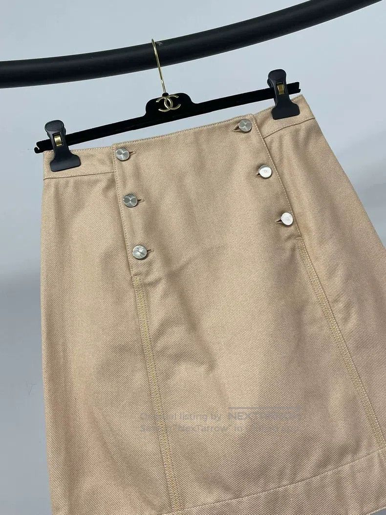 Hermes Hermes Nude pink double-breasted midi skirt Size 24" / US 00 / IT 34 - 4 Thumbnail