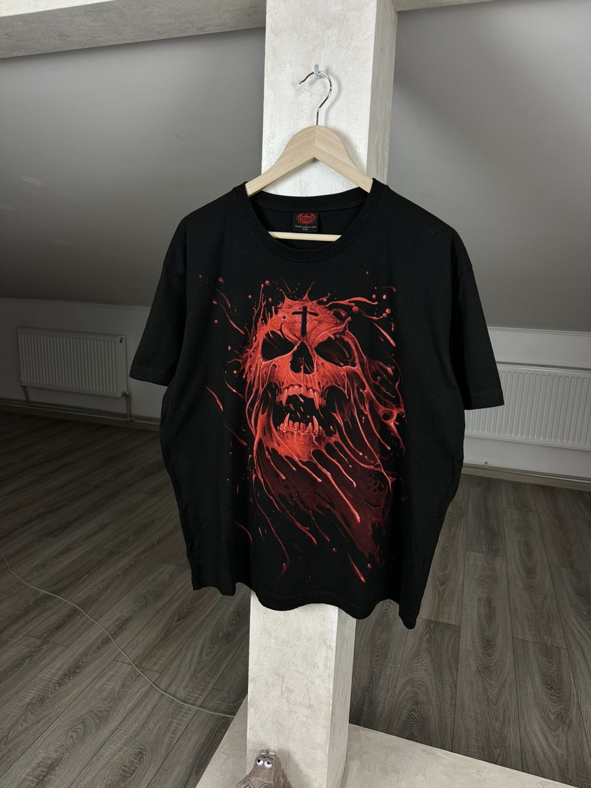 Other Vintage Y2K Fire Skull and Dragon Rock Tee Gothic Size US XL / EU 56 / 4 - 1 Thumbnail