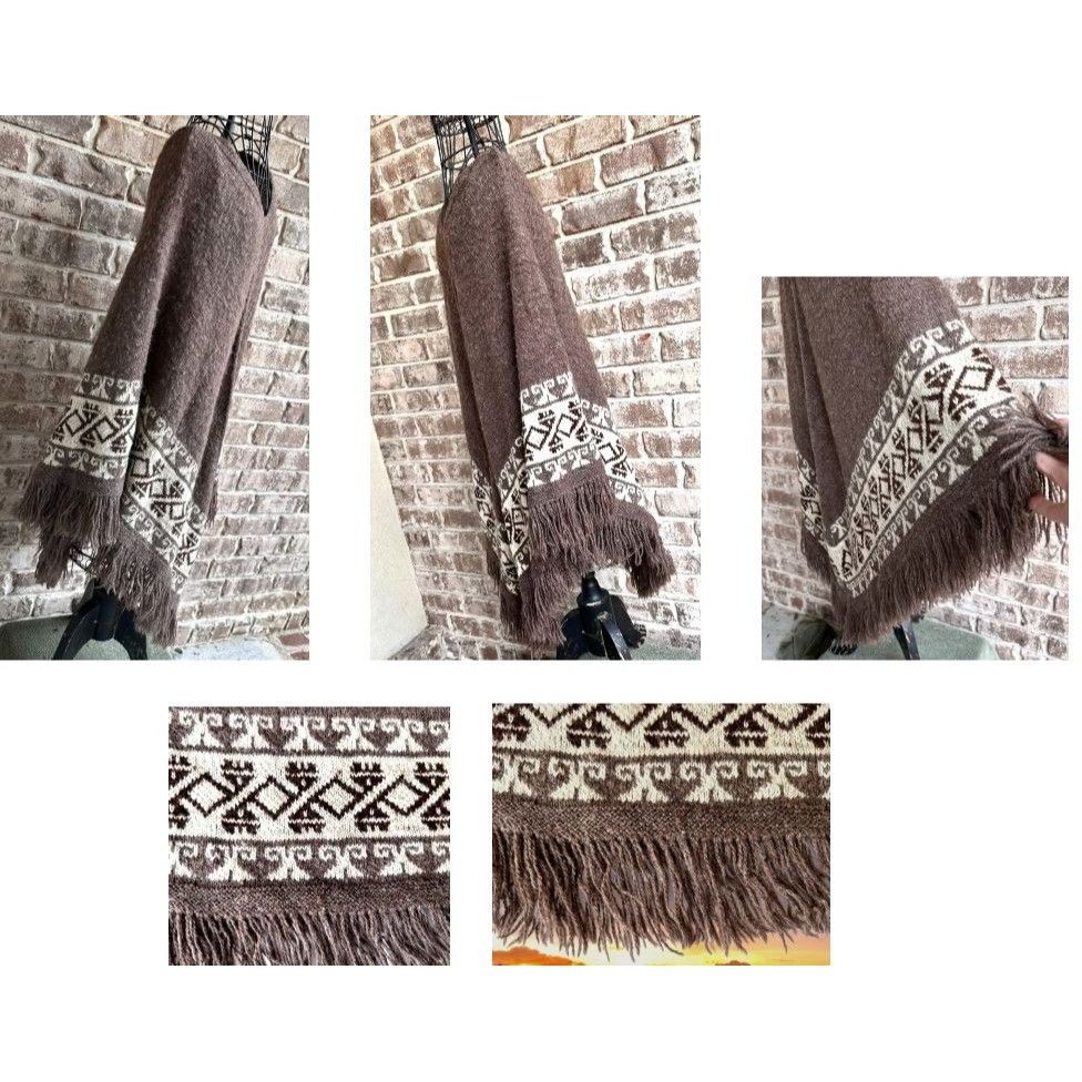 Vintage Vintage Fotrama Poncho Shawl Cape One Size Alpaca Wool Fring Size ONE SIZE - 11 Thumbnail