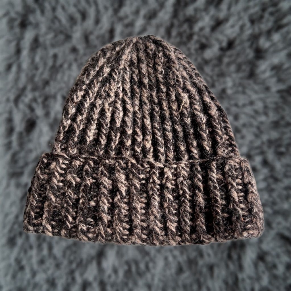 Abercrombie & Fitch Abercrombie & Fitch Brown Marled Wool Alpaca Blend Chunky Ribbed Knit Beanie Hat Size ONE SIZE - 1 Thumbnail