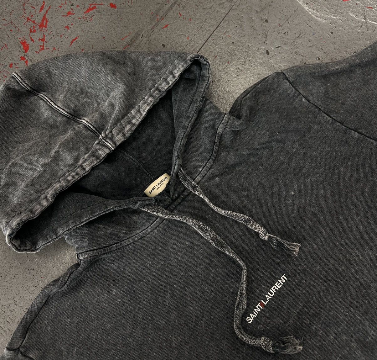 Saint Laurent Paris Saint Laurent Distressed Hoodie Size Large Size US L / EU 52-54 / 3 - 2 Thumbnail
