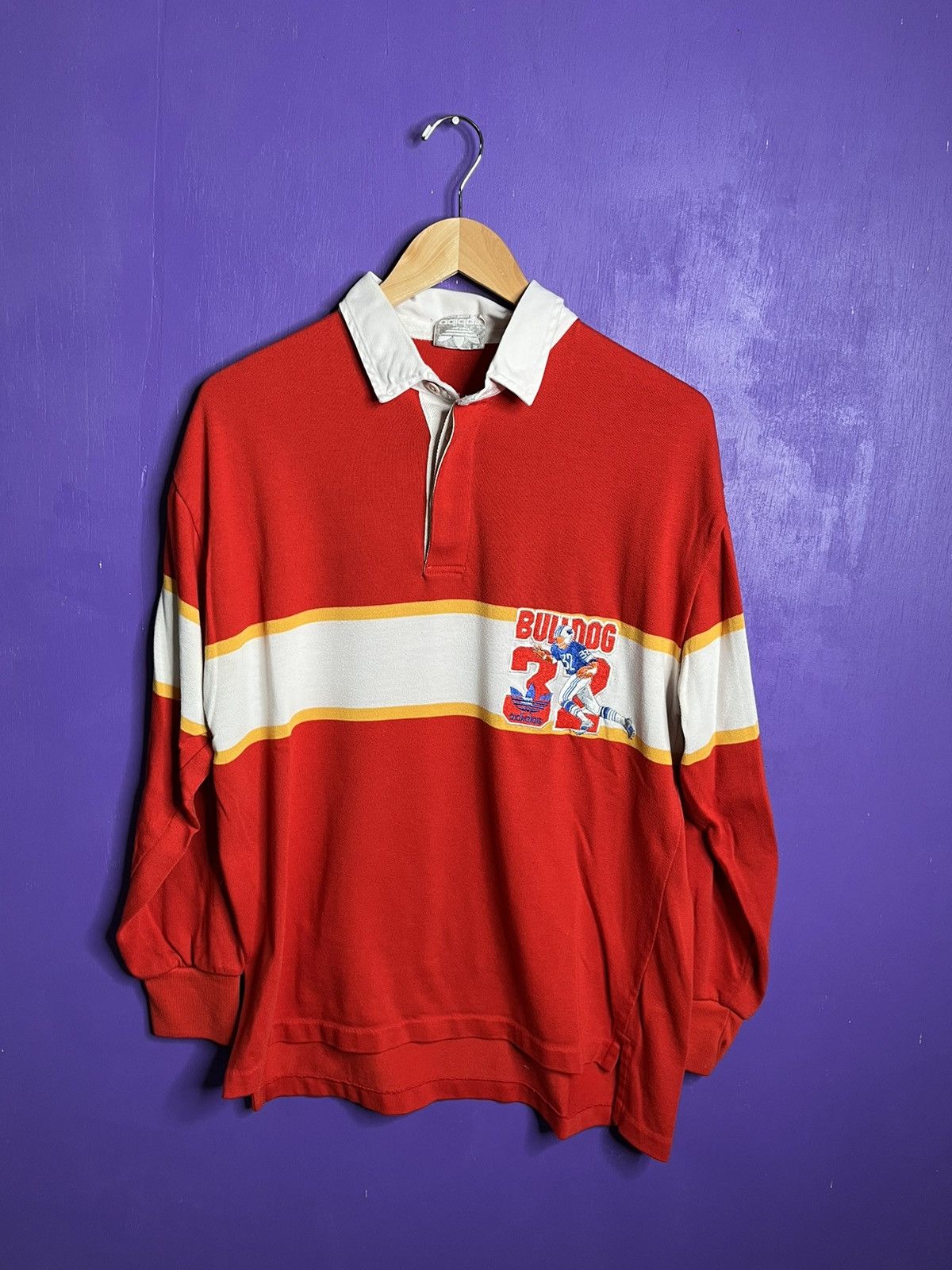 Adidas × Vintage Vintage 80s Adidas bulldog OJ Simpson rugby shirt Size US XL / EU 56 / 4 - 1 Thumbnail