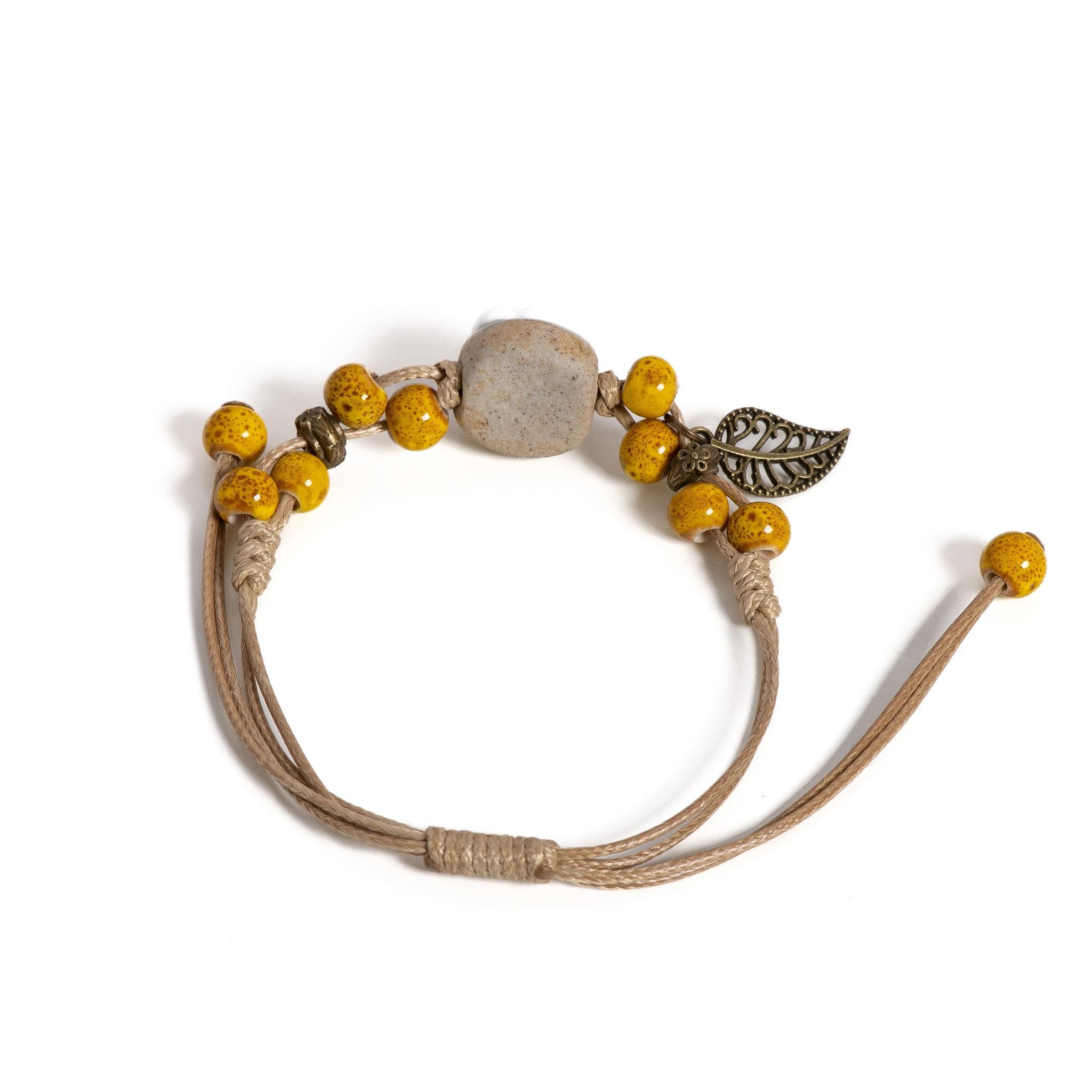 Handmade Sunflower Leaf Ceramic Bracelet Jewelry Gift For Her Size ONE SIZE - 4 Thumbnail
