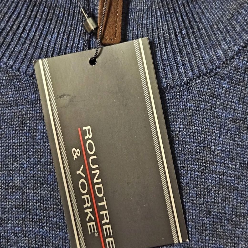 Roundtree & Yorke NWT Roundtree & Yorke Pullover Sweater 1/4 Zip Blue Jumper Size 2XL XXL Mens Size US XXL / EU 58 / 5 - 4 Thumbnail