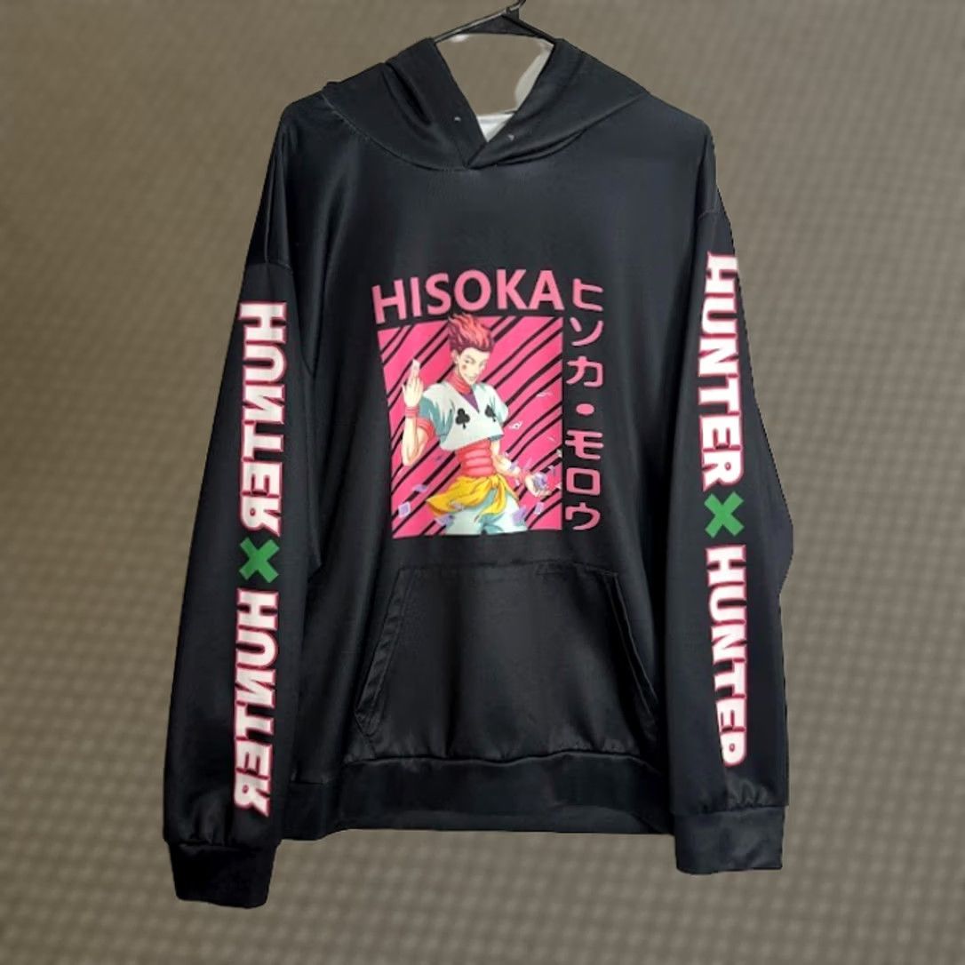Hunter Hunter X Hunter Hisoka Anime Hoodie Mens XL Black Graphic Pullover Size US XL / EU 56 / 4 - 1 Thumbnail