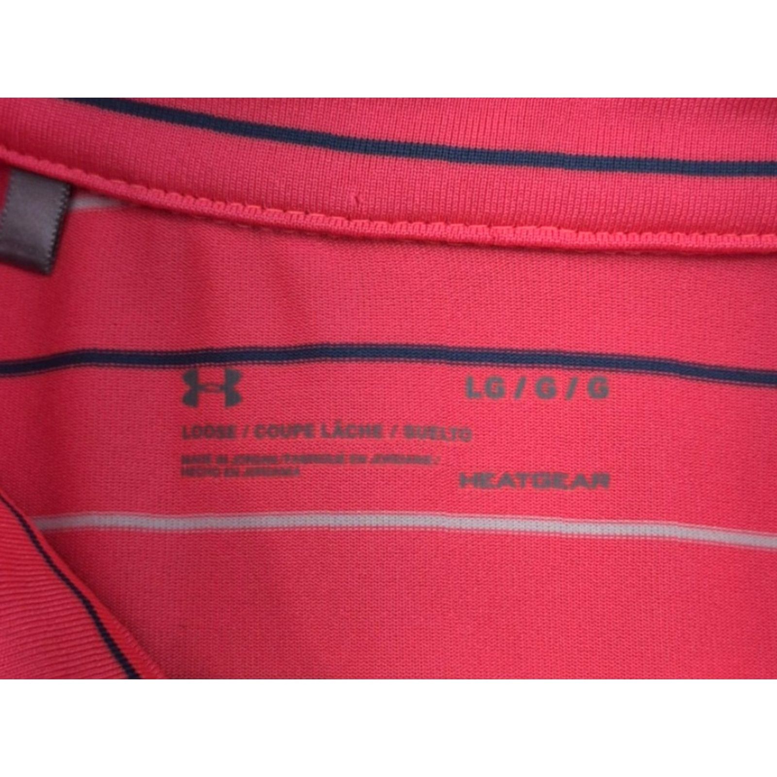 Under Armour Under Armour Golf Polo Shirt Mens Large Pink Stripe We Ko Pa Club HeatGear Tech Polo Size US L / EU 52-54 / 3 - 4 Thumbnail