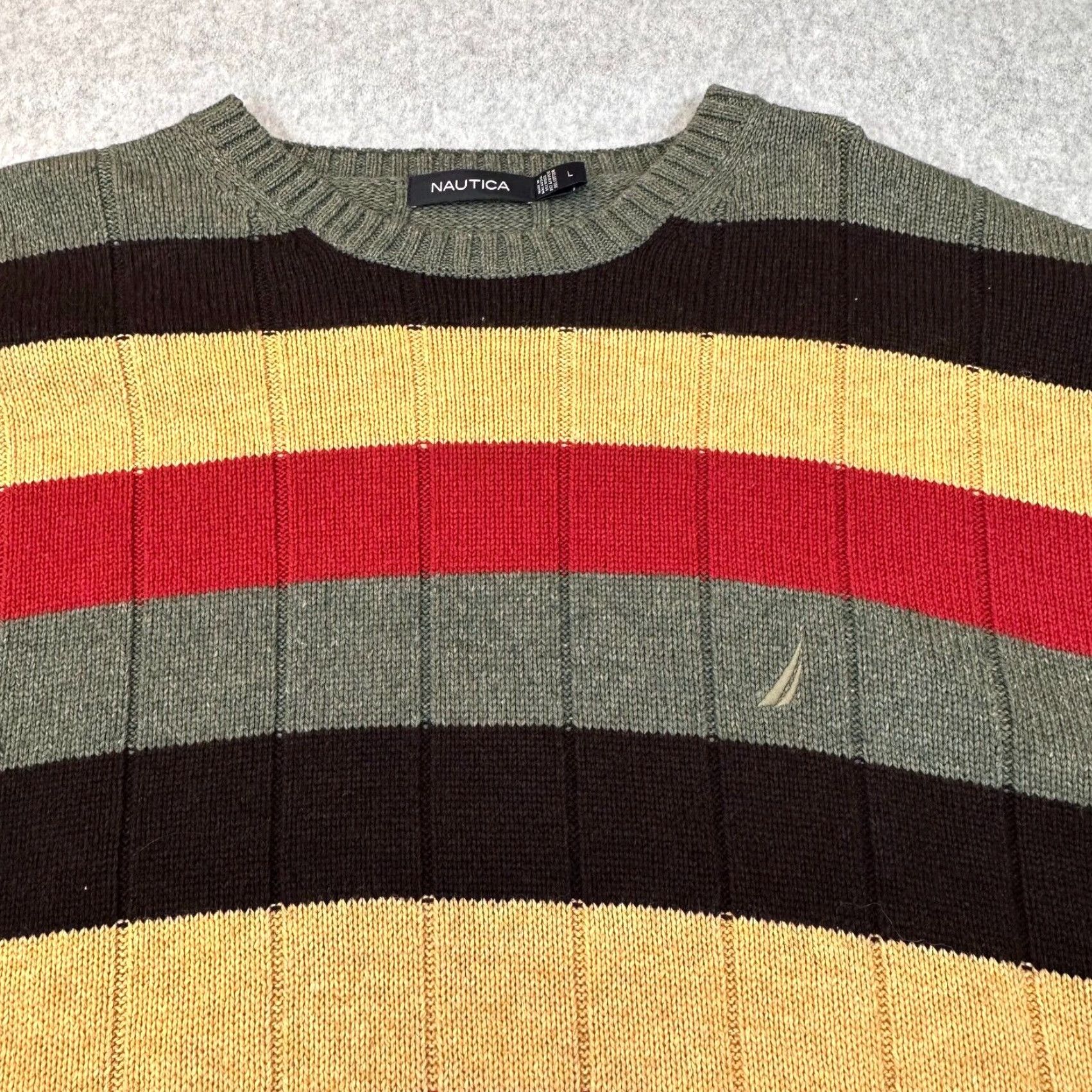 Nautica Nautica Mens Large Striped Ribbed Wool Cotton Acrylic Blend Sweater Size US L / EU 52-54 / 3 - 3 Thumbnail