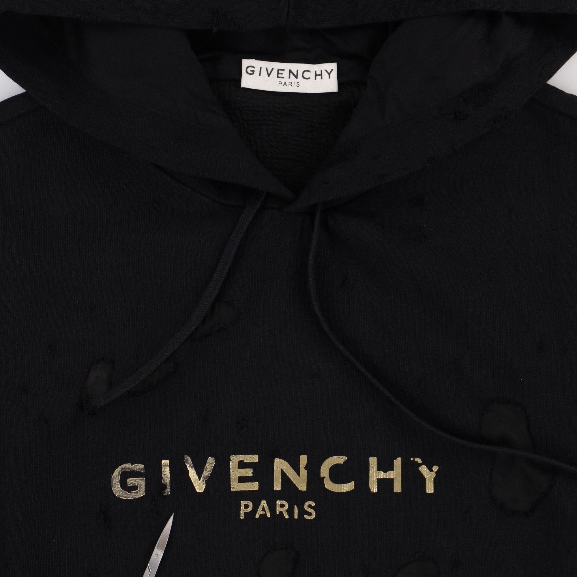 Givenchy Black and Gold Destroyed Blurred Logo Oversized Hoodie Size US L / EU 52-54 / 3 - 4 Thumbnail