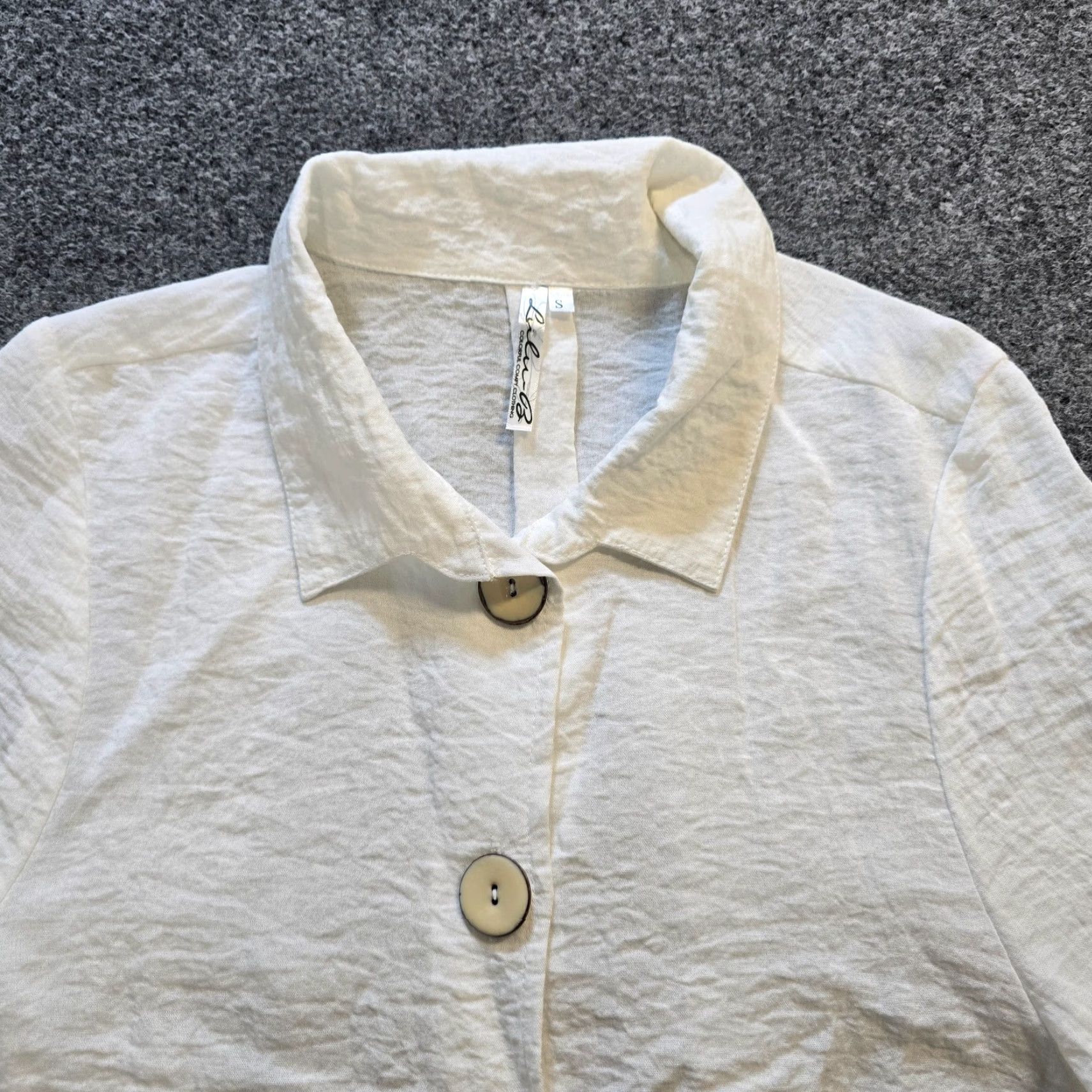 Vintage Lulu B Top Womens Size Small White Textured Button A Line Tunic Blouse Casual Size S / US 4 / IT 40 - 2 Thumbnail