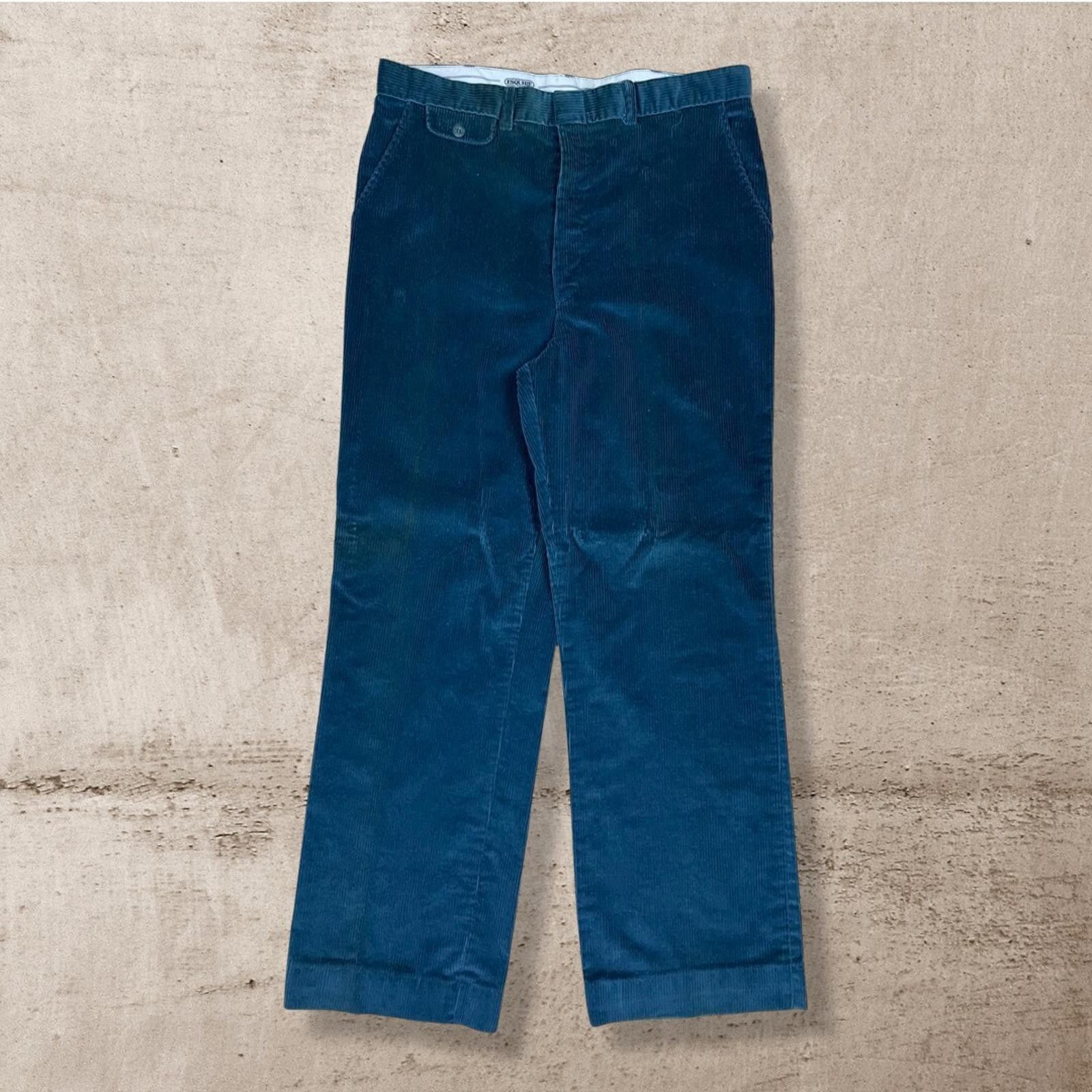 Vintage VTG 70S ESQUIRE TEAL CORDUROY STRAIGHT CASUAL PANTS 36X32 Size US 36 / EU 52 - 6 Thumbnail