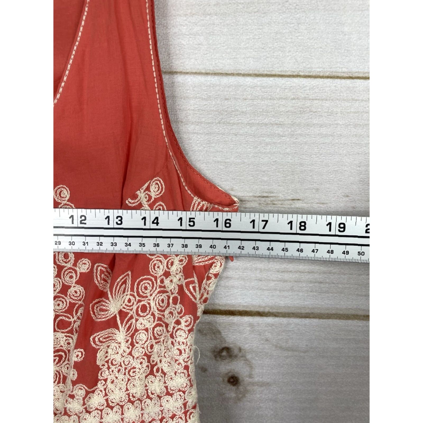 Vintage Sophie Max Dress Shirt Women S Coral Orange Embroidered Lined 100% Cotton Knee Length Scoop Neck A-Line Summer Size S / US 4 / IT 40 - 7 Thumbnail