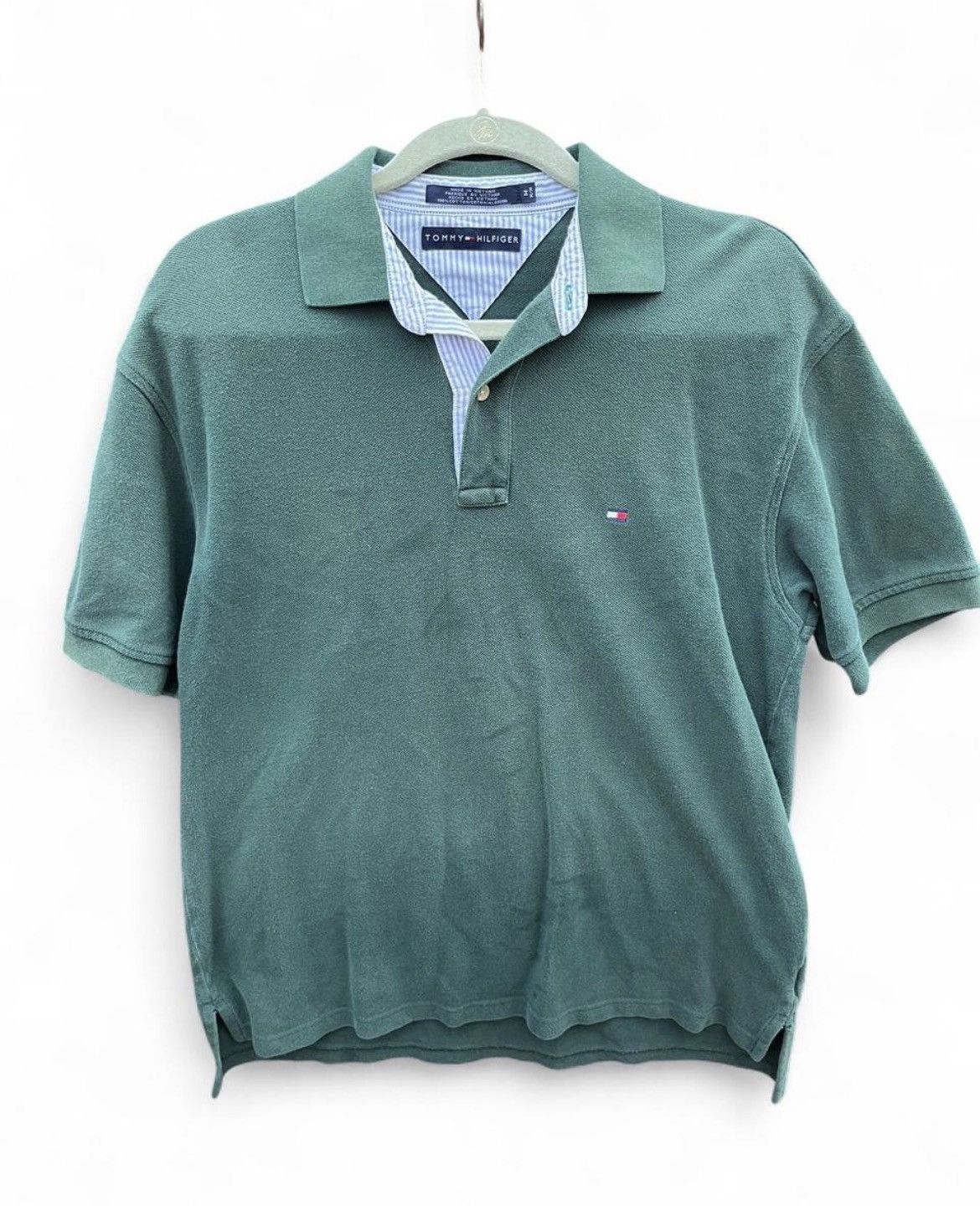 Tommy Hilfiger Vintage 90s Tommy Hilfiger Green/Blue Polo L Size US L / EU 52-54 / 3 - 3 Thumbnail