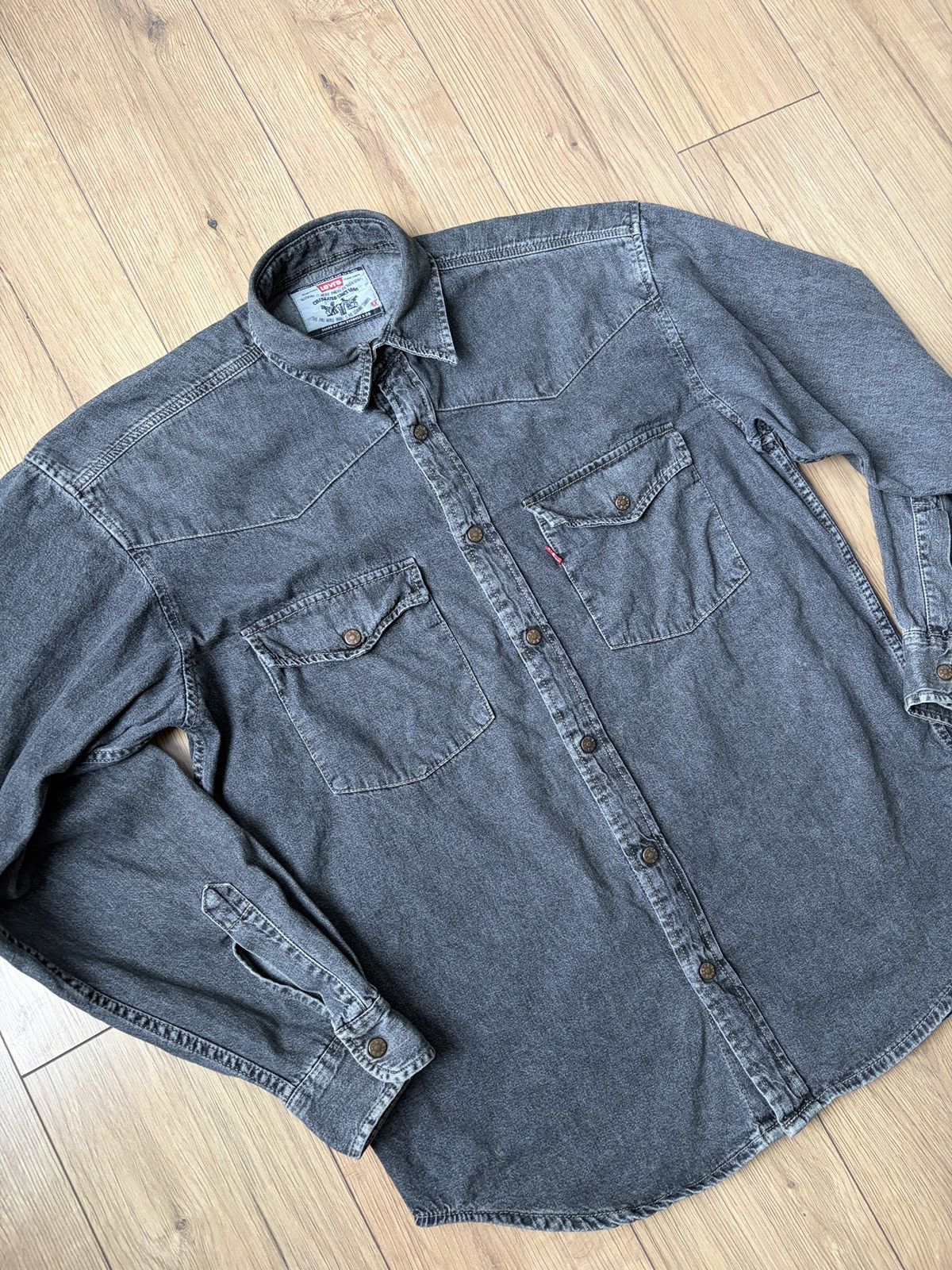 Levi's Vintage Clothing Levis Vintage Gray Heavy Denim Jeans Shirt Size US M / EU 48-50 / 2 - 5 Thumbnail