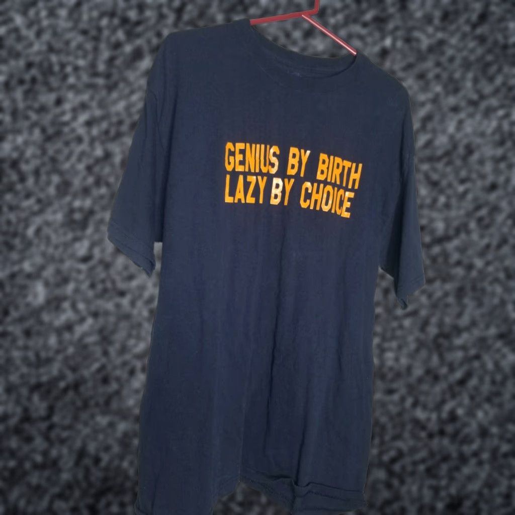 Vintage CUSTOM 77 T-Shirt Mens XL GENIUS BY BIRTH Lazy by Choice Distressed Graphic Tee Blue 100% Cotton Short Sleeve Retro Brand: Custom 77 Mens XL Blues Size US XL / EU 56 / 4 - 1 Thumbnail