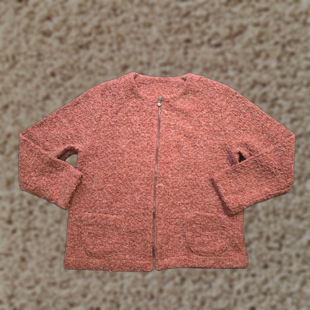 Vintage Focus Cardigan Womens Size Large Brown Orange Wool Boucle Full Zip Casual Size L / US 10 / IT 46 - 1 Thumbnail