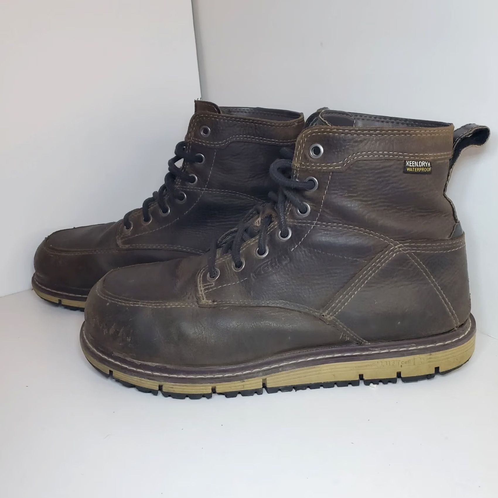 KEEN KEEN Mens San Jose 6" WP Work Boots ALUMINUM TOE Brown Lace Up Leather Rubber Waterproof Size US8.5 Size US 9 / EU 42 - 6 Thumbnail