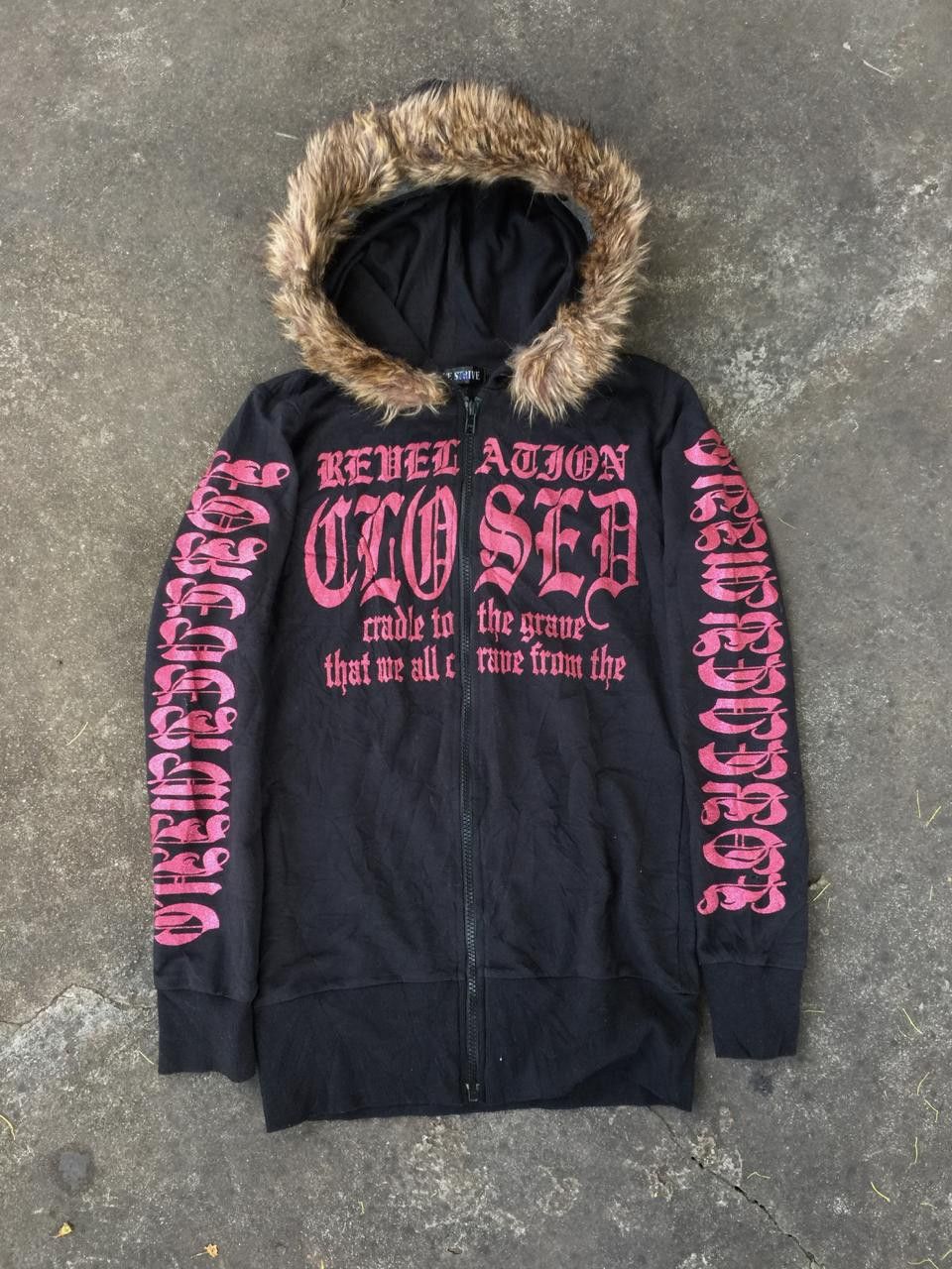 image of Hysteric Glamour x If Six Was Nine Blue Strive Rebel Action Fur Zip Hoodie in Black (Size Small)