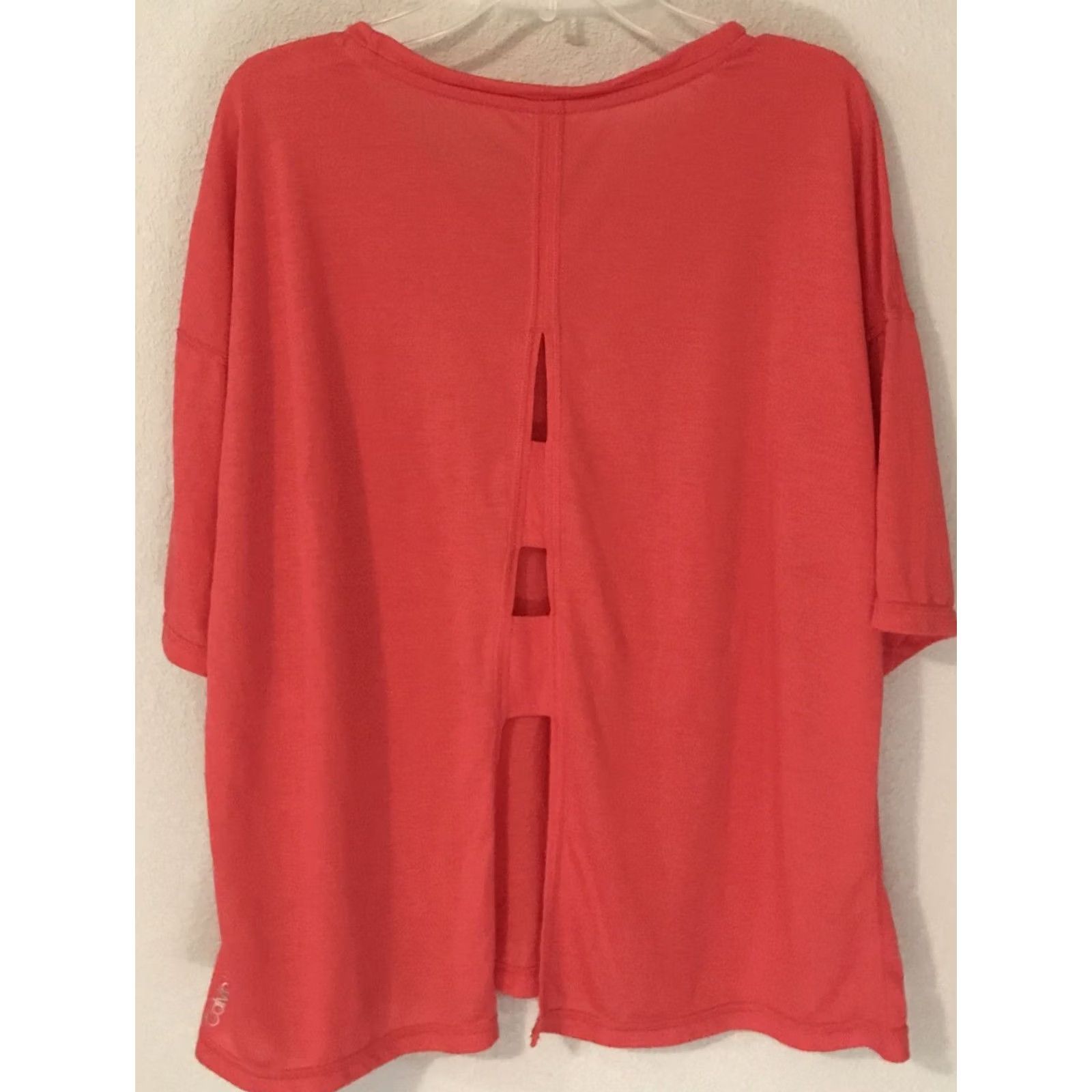 Calvin Klein CALVIN KLEIN WOMEN'S TOP Pink Open Back Short Sleeve Size-L Knit Back Detail Casual Regular Fit Women Size L / US 10 / IT 46 - 5 Thumbnail