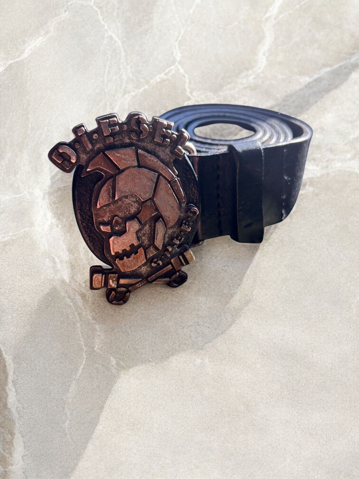 Diesel × Leather × Vintage DIESEL MOTOR SKULL METAL BELT Vintage LEATHER avant garde Size ONE SIZE - 4 Thumbnail