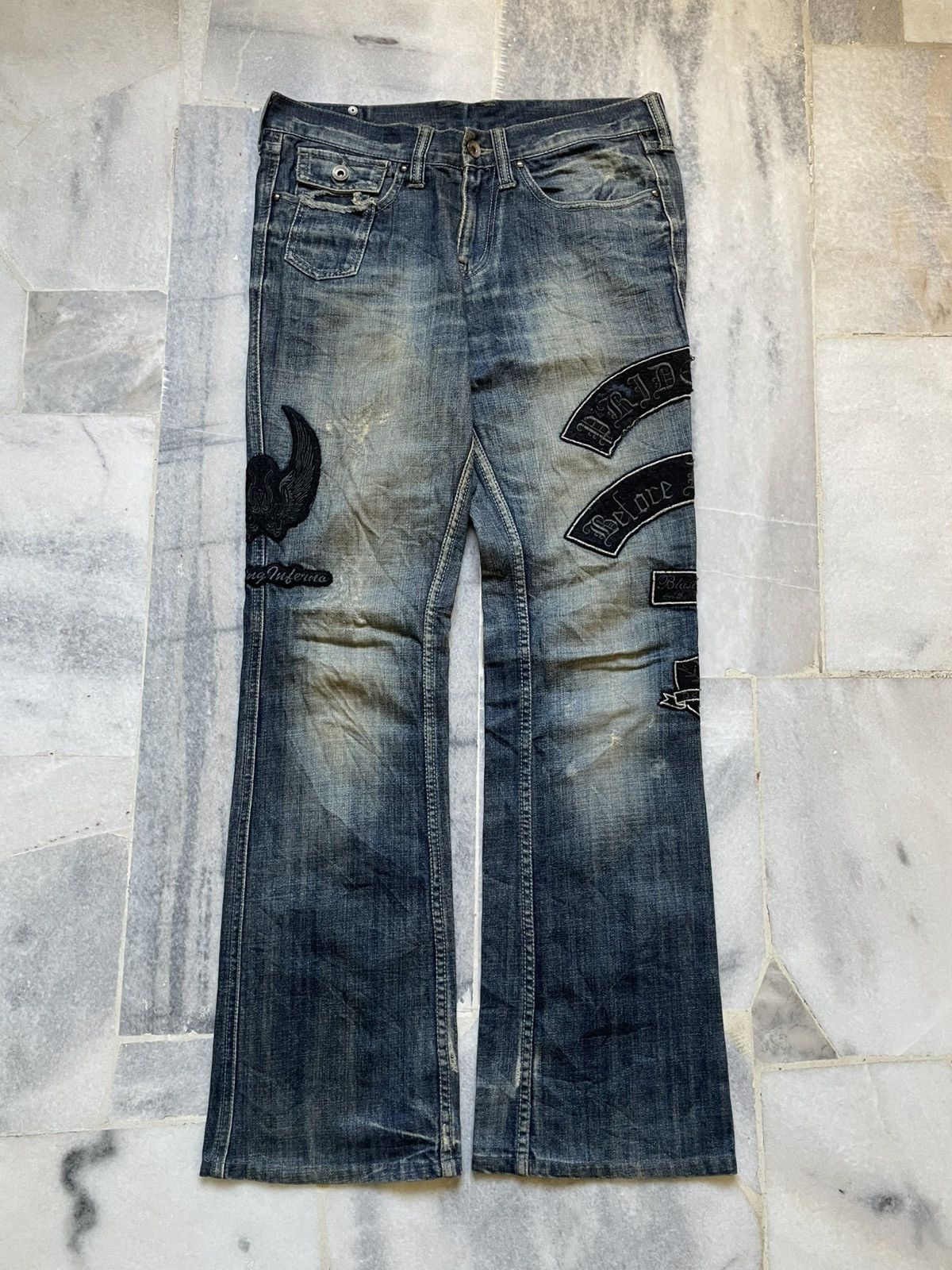 Le Grande Bleu (L.G.B.) Semantic Design LGB Style Flare Denim Pants Size US 31 - 1 Thumbnail
