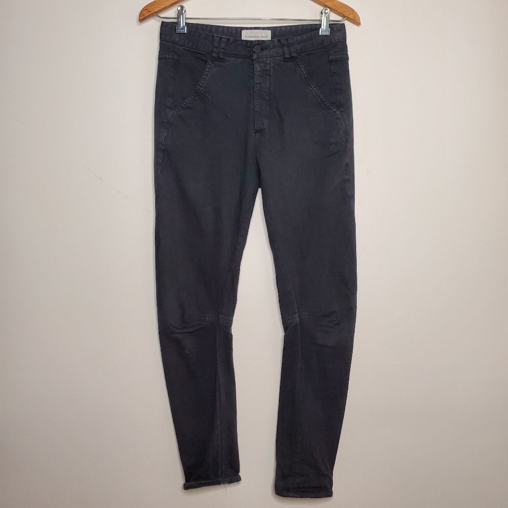 image of Alexander Wang Superfine Black Wash Coated Button Fly Barrel, Women's (Size 26)