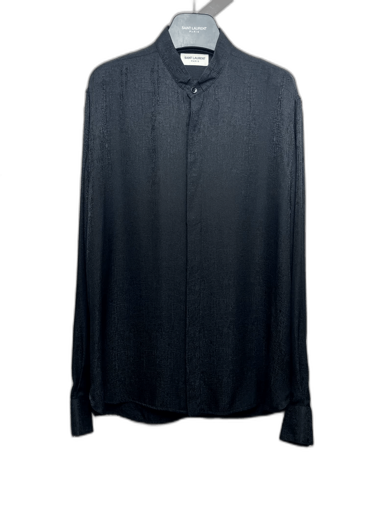Saint Laurent Paris Saint Laurent Black Henry Collar Shirt-2507 Size US M / EU 48-50 / 2 - 7 Thumbnail