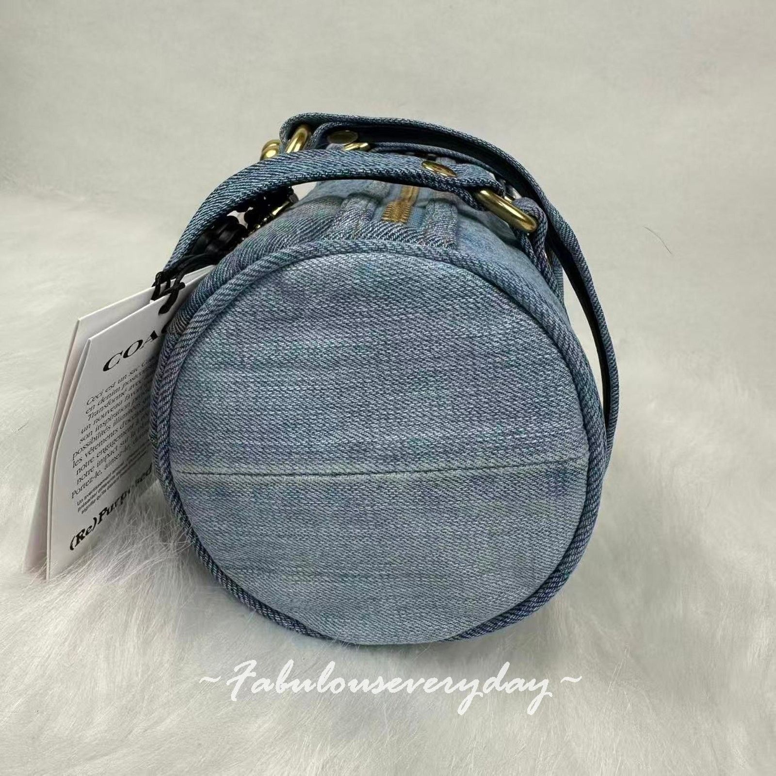 Coach Coach Kisslock Barrel 28 in Repurposed Denim Brass/Indigo Size ONE SIZE - 9 Thumbnail