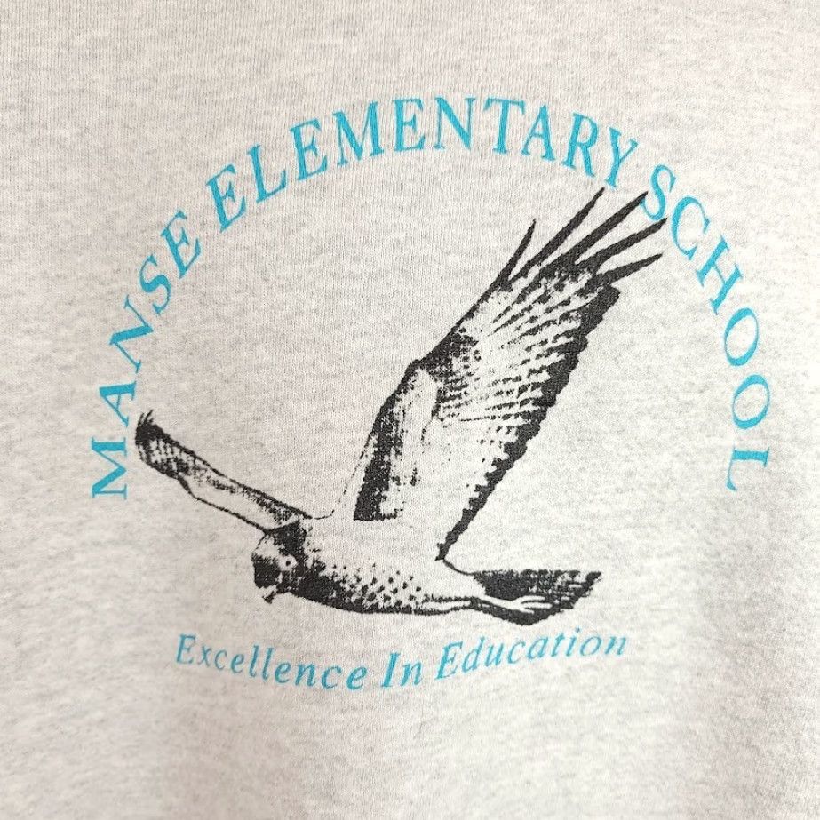 Russell Athletic VINTAGE Manse Elementary School Sweatshirt Hawks 90s Mens Size 2XL Gray Russell Athletic Crew Neck Pullover Cotton Blend Size US XXL / EU 58 / 5 - 3 Thumbnail