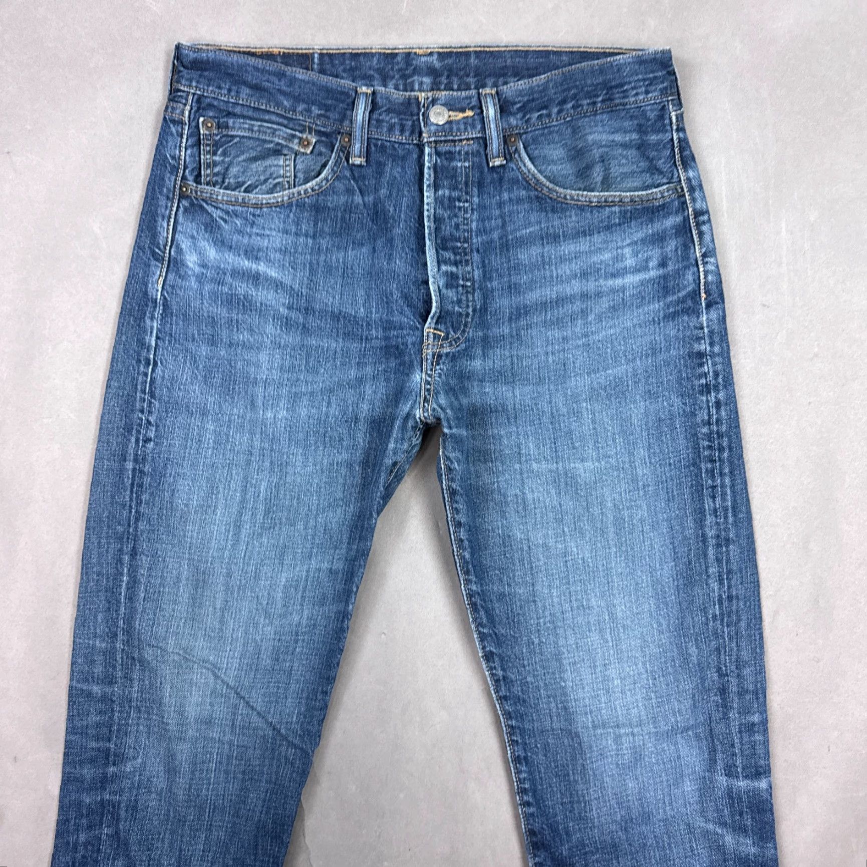 Levi's Levi's 501 Jeans Men 32x34 Blue Denim Pant Button Fly Leg Opening Altered Tapered Size US 32 / EU 48 - 4 Thumbnail