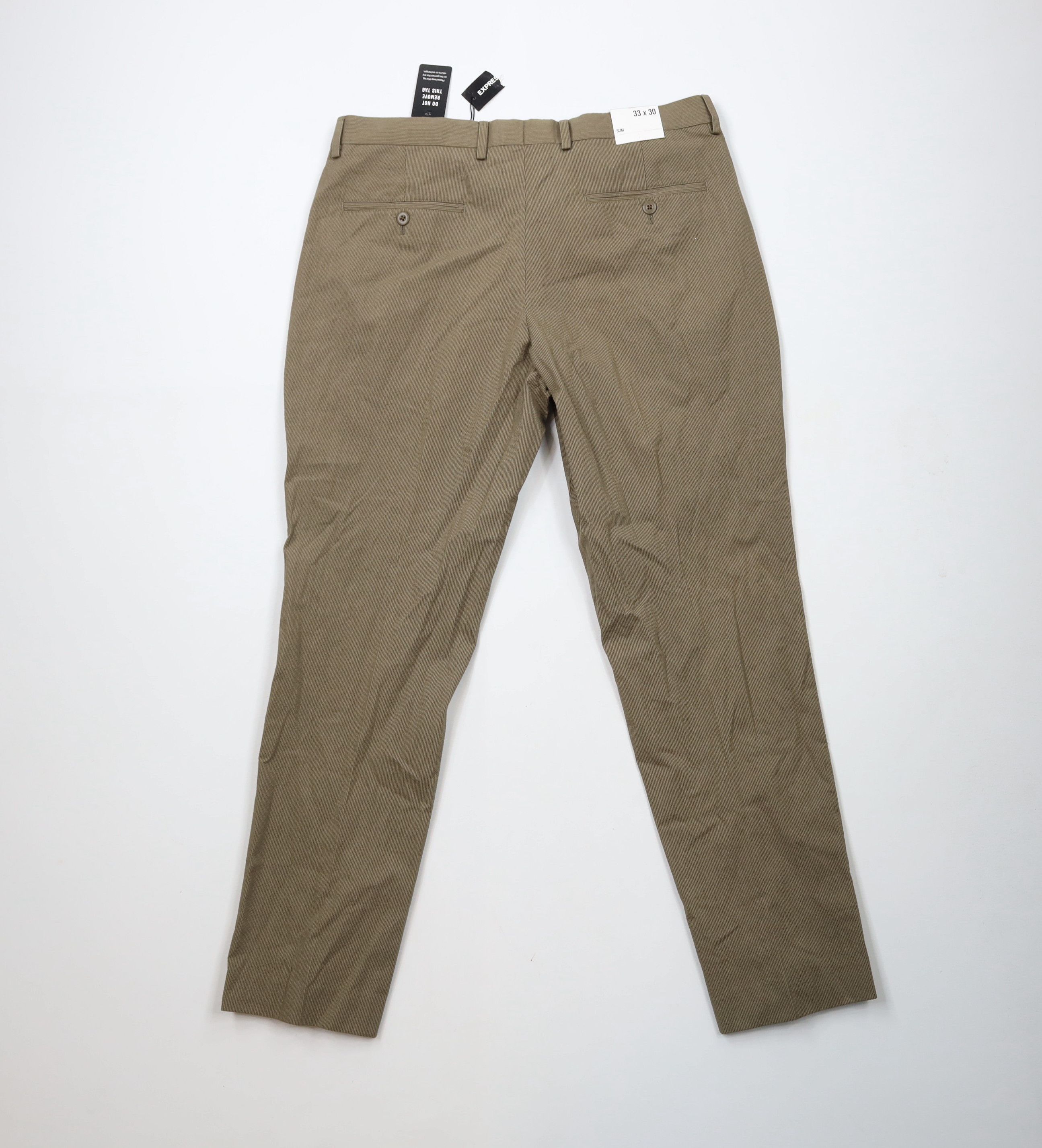Express × Vintage New Express Pinstriped Straight Leg Chino Pants Brown Cotton Size US 33 - 10 Thumbnail