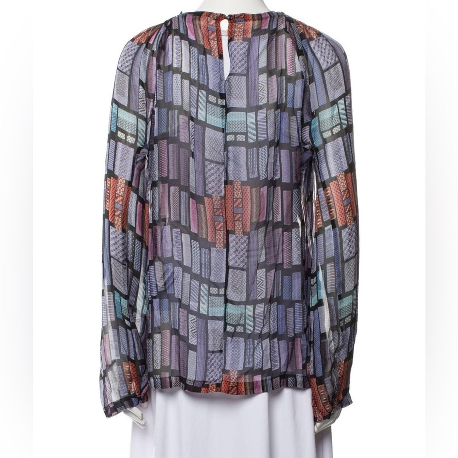 See by Chloe See By Chloe Purple and Orange Pleated Blouse, Size 8, Silk Size M / US 6-8 / IT 42-44 - 3 Thumbnail
