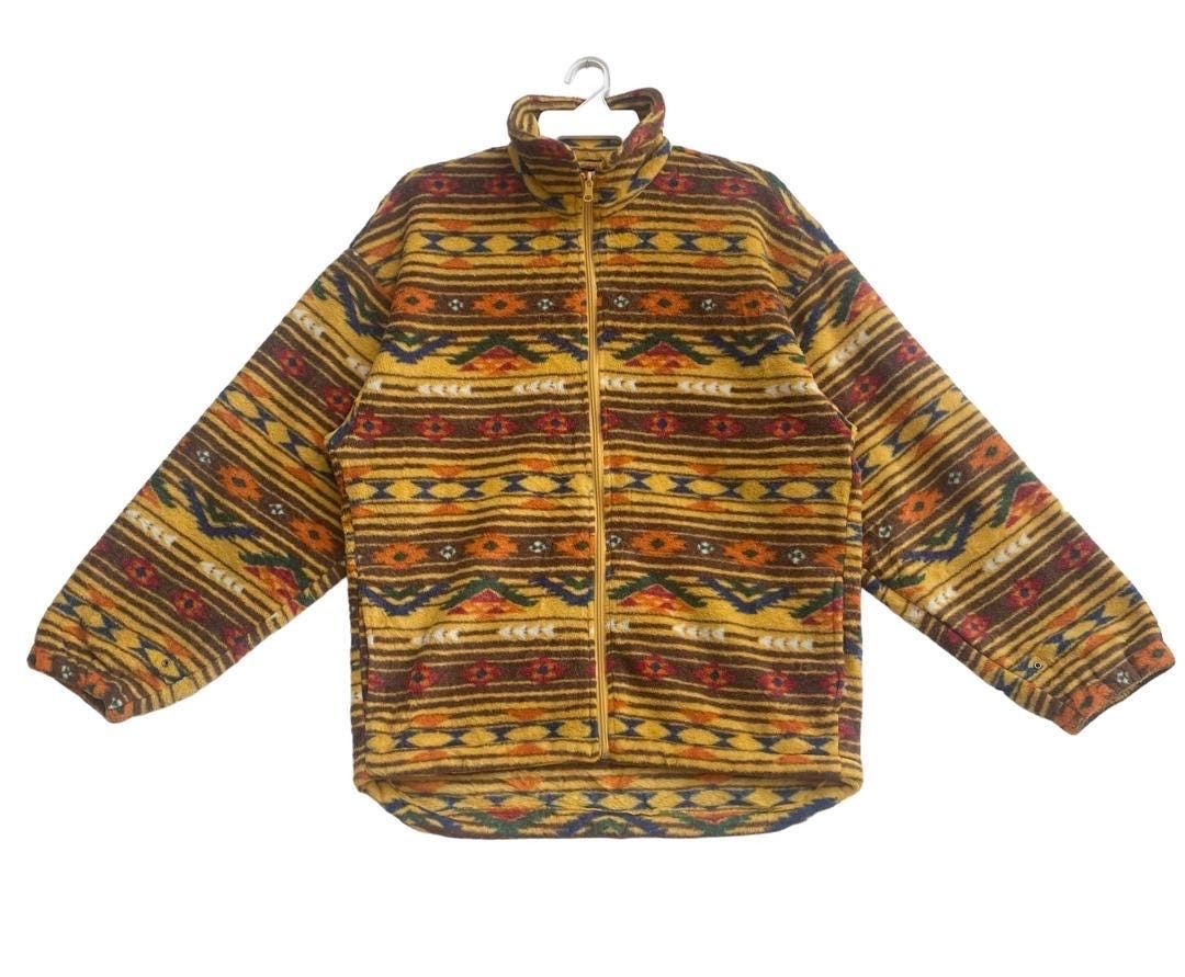 Ellesse × Goldwin Vtg 90s Ellesse native art fleece jacket Medium size Size US M / EU 48-50 / 2 - 3 Thumbnail