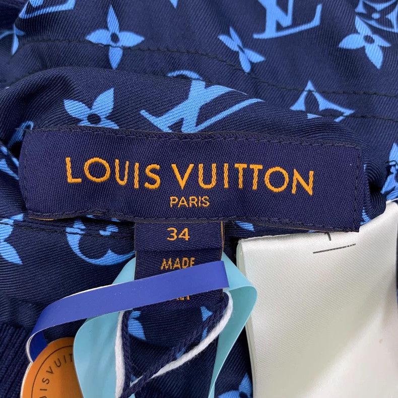 Louis Vuitton Louis Vuitton 22 dark blue logo full print mulberry silk l Size XXS / US 00 / IT 34 - 5 Thumbnail