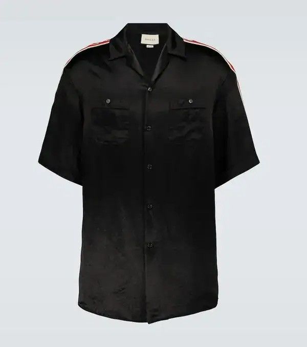 Gucci Gucci Black Satin Bowling Shirt Size US L / EU 52-54 / 3 - 1 Thumbnail