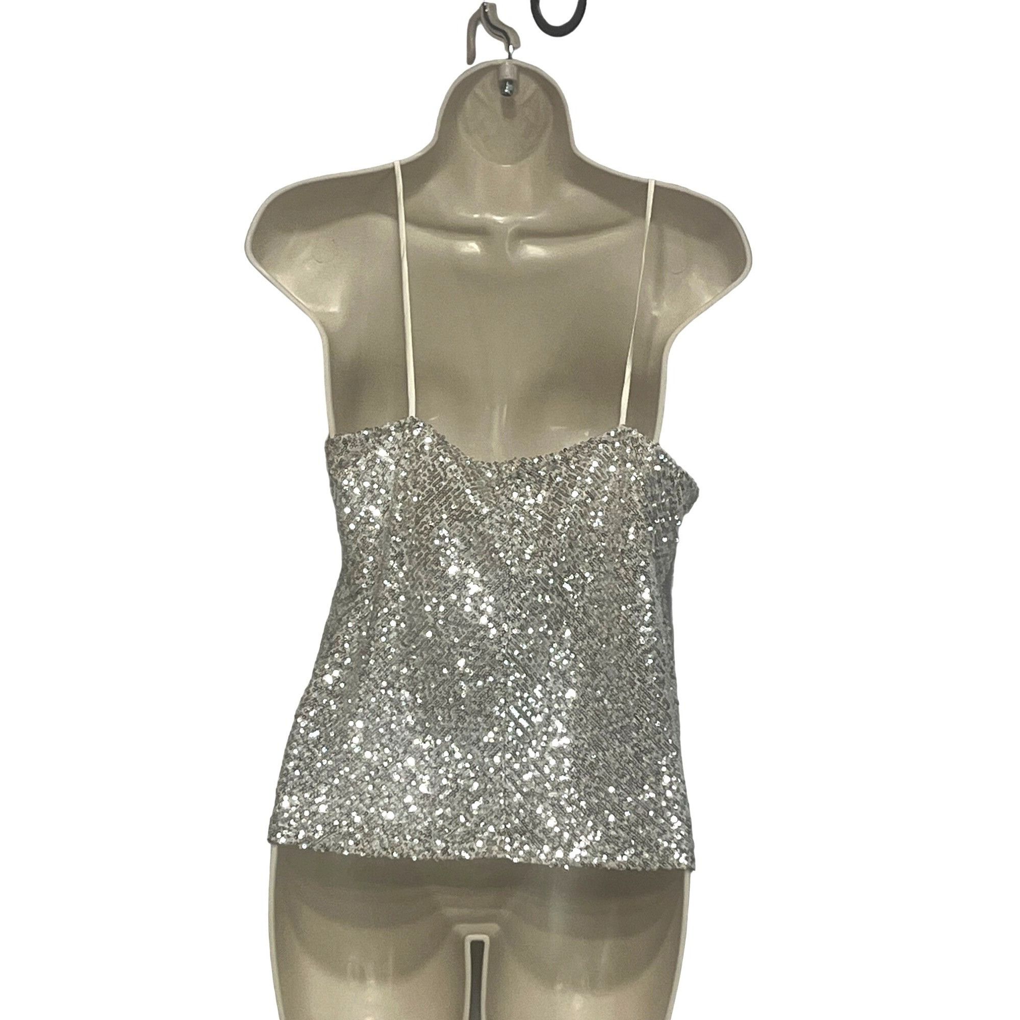 Mango Mango Xlenjuel Sequin Cami Top, Champagne, Sz. M Size M / US 6-8 / IT 42-44 - 4 Thumbnail