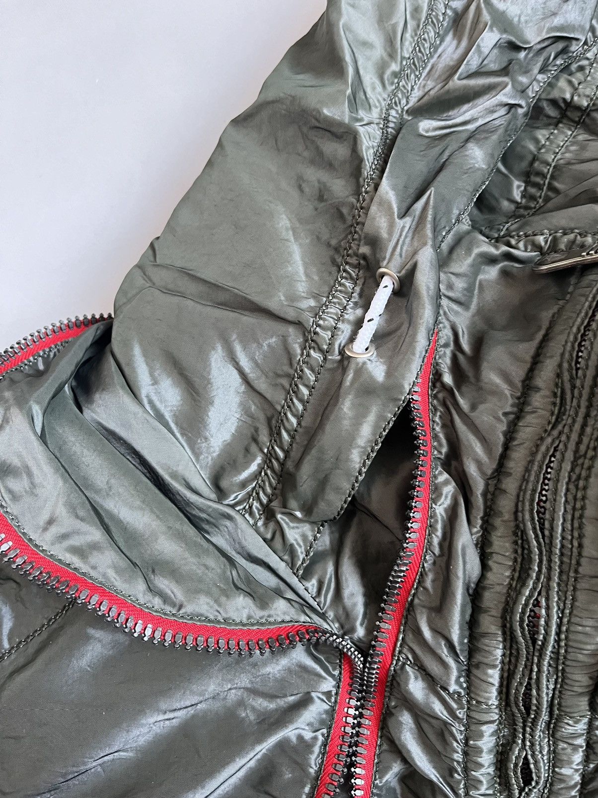 JET SET × Japanese Brand × Vintage Vintage 90s JET SET Women Nylon Olive Avant Garde Zip Jacket Size M / US 6-8 / IT 42-44 - 23 Thumbnail