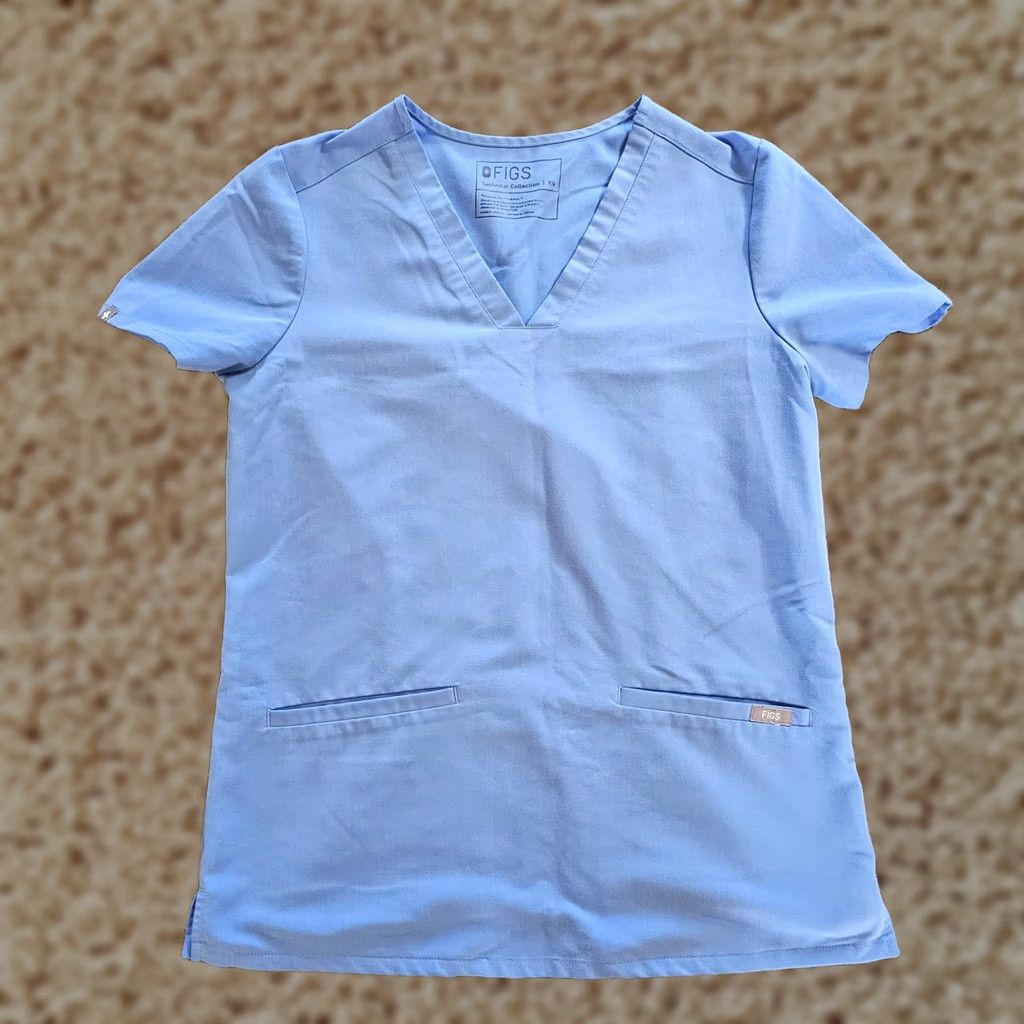 Vintage FIGS Top Shirt Womens XS Blue Casma 3 Pockets Short Sleeve Technical Comfort Size XS / US 0-2 / IT 36-38 - 1 Thumbnail