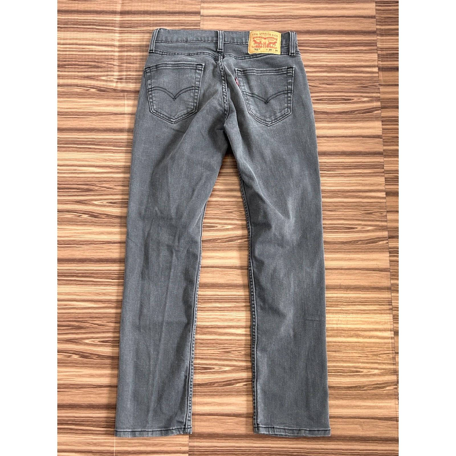 Levi's Levi's 511 Jeans Mens Regular Straight 29x30 Gray Solid Denim Size US 29 - 2 Thumbnail