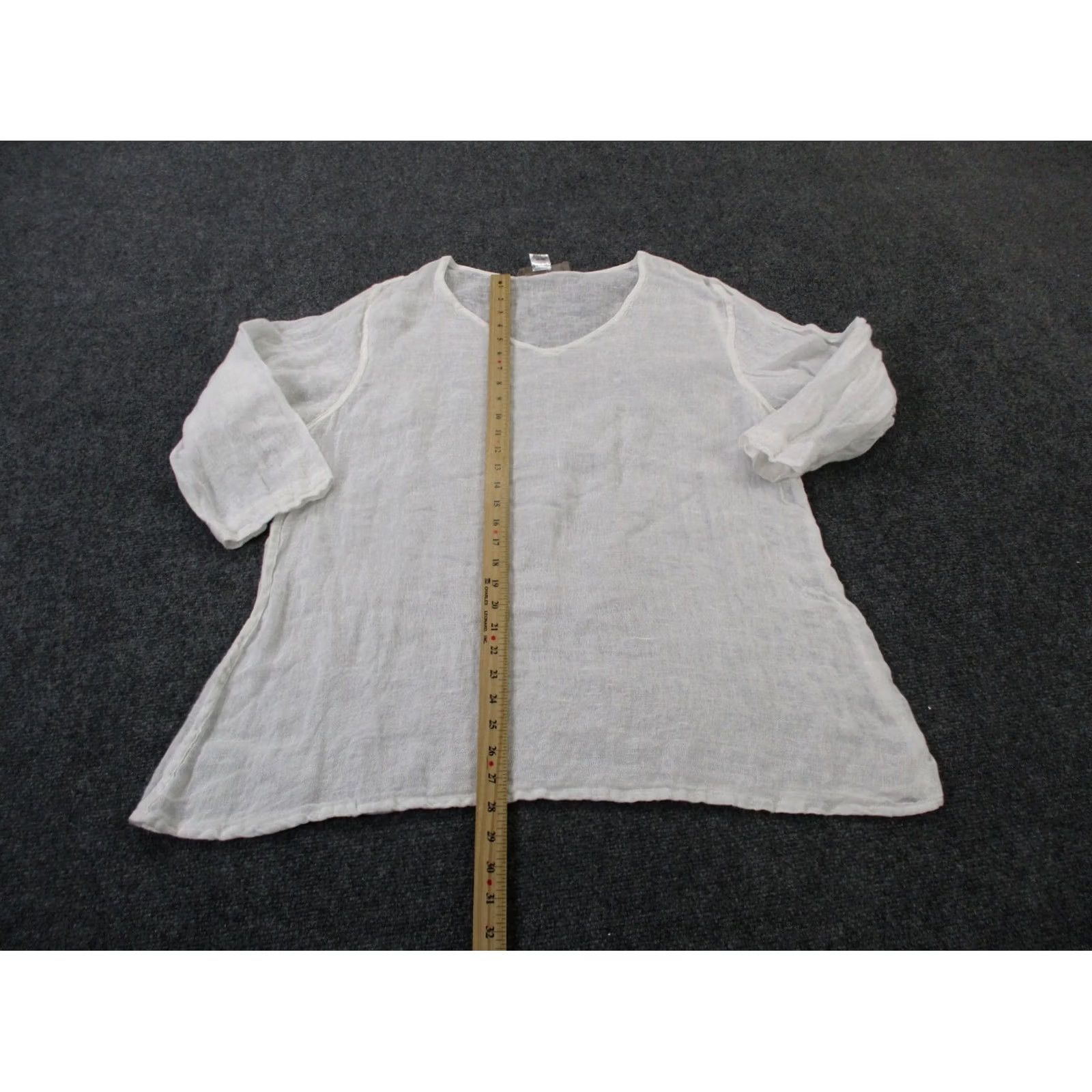 FLAX FLAX Shirt Womens L White Linen Tunic Loose Lightweight Breathable Flowy Beach Size L / US 10 / IT 46 - 3 Thumbnail