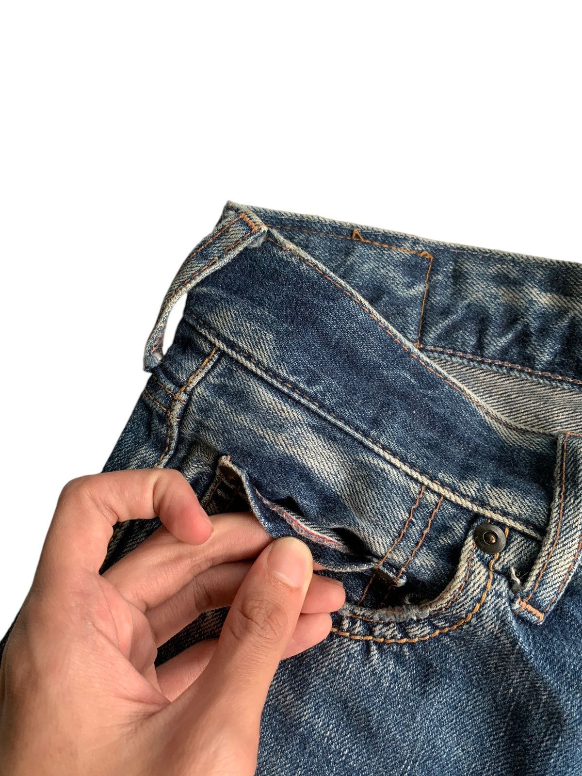 Le Grande Bleu (L.G.B.) GENUINE VINTAGE GOA JAPANESE SELVEDGE PUNK DISTRESSED DENIM☠️ Size US 30 / EU 46 - 10 Thumbnail