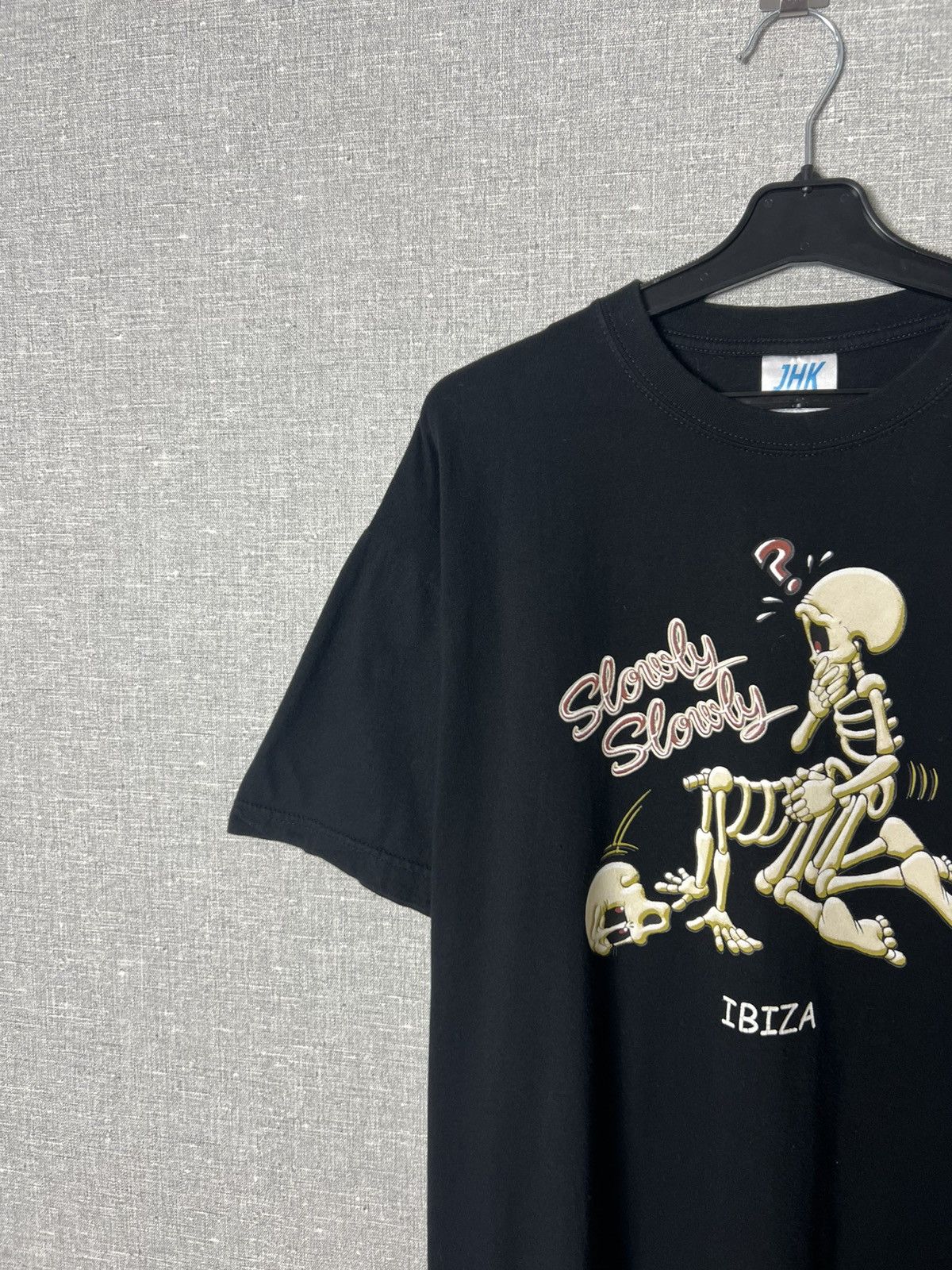 Band Tees × Vintage Ibiza Skeleton Sex “Slowly” Funny Graphic Print Tee Pornstar Size US XL / EU 56 / 4 - 3 Thumbnail