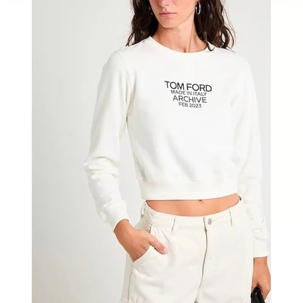 Tom Ford o1loc1c0525 FLJ055 Cotton Sweatshirt in White Size M / US 6-8 / IT 42-44 - 3 Thumbnail