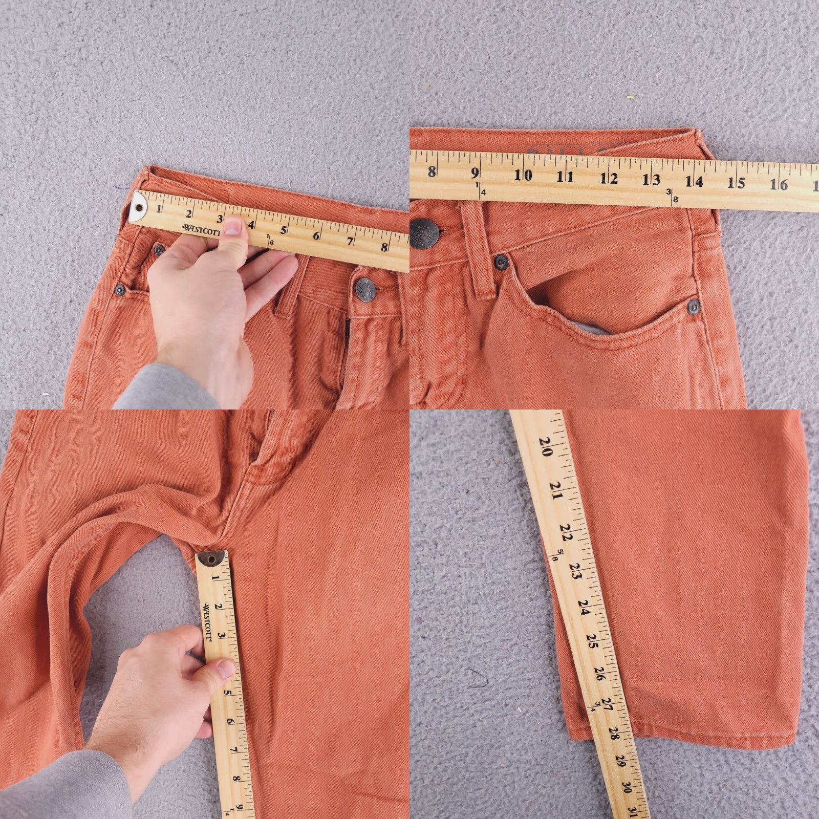 Denime Bullhead Jeans Mens 28x28 Orange Slim Skinny Denim Jeans Mens Slim 28 Orange Bullhead Denim Size US 28 / EU 44 - 8 Thumbnail